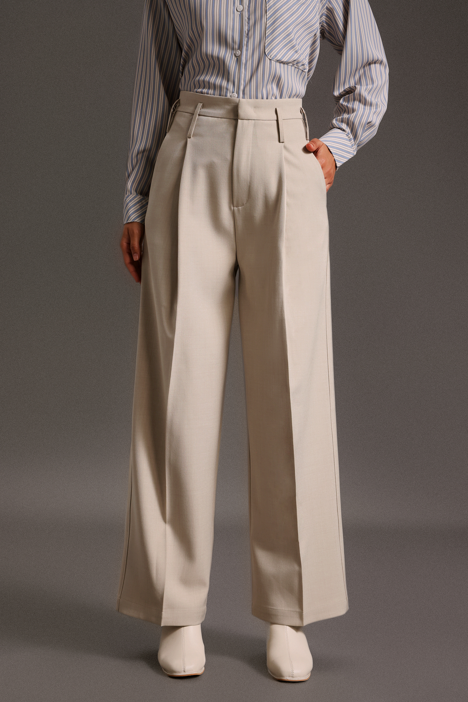 Theodora High Waist Straight Wide-Legs Suit Pants