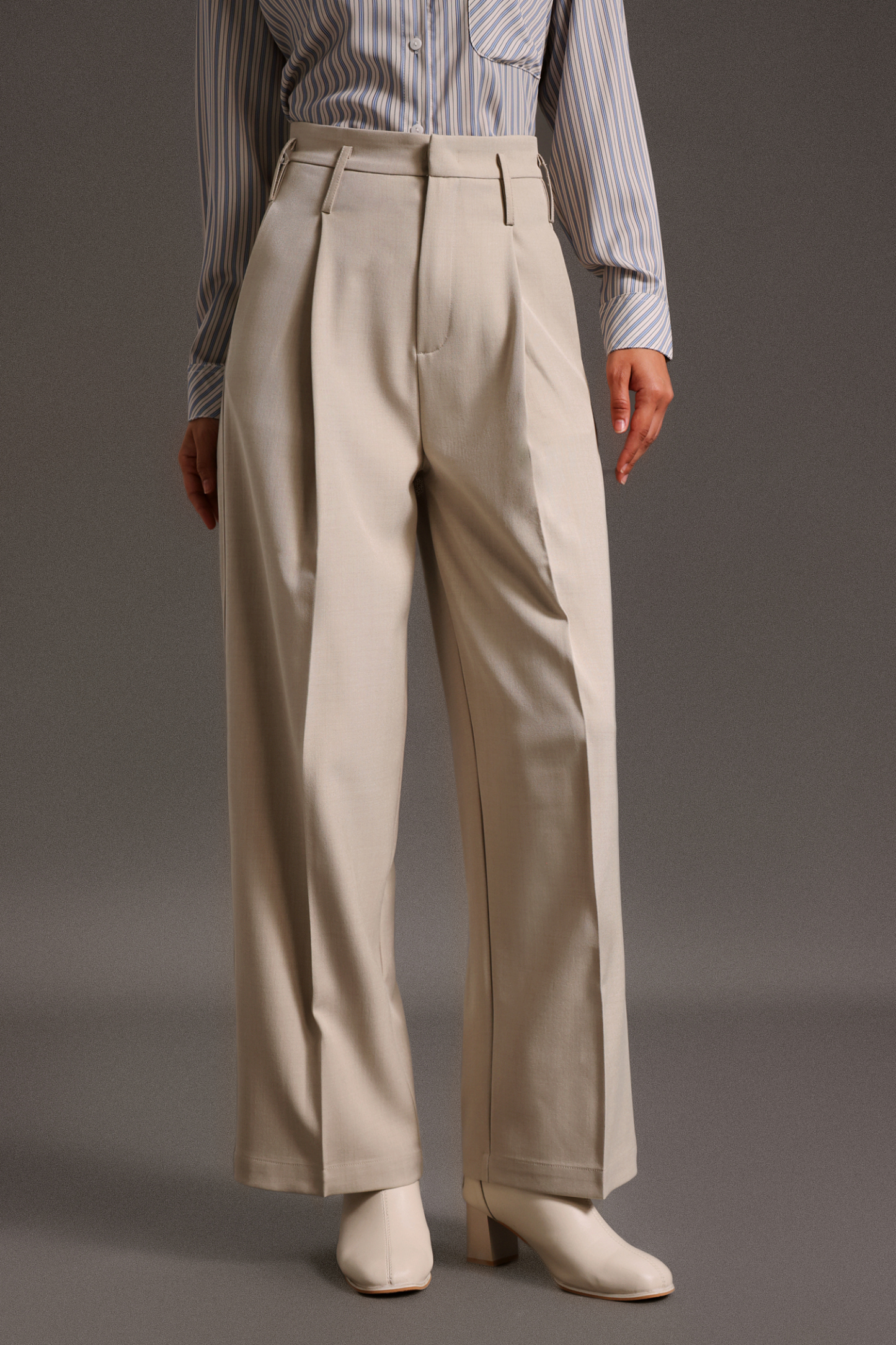 Theodora High Waist Straight Wide-Legs Suit Pants