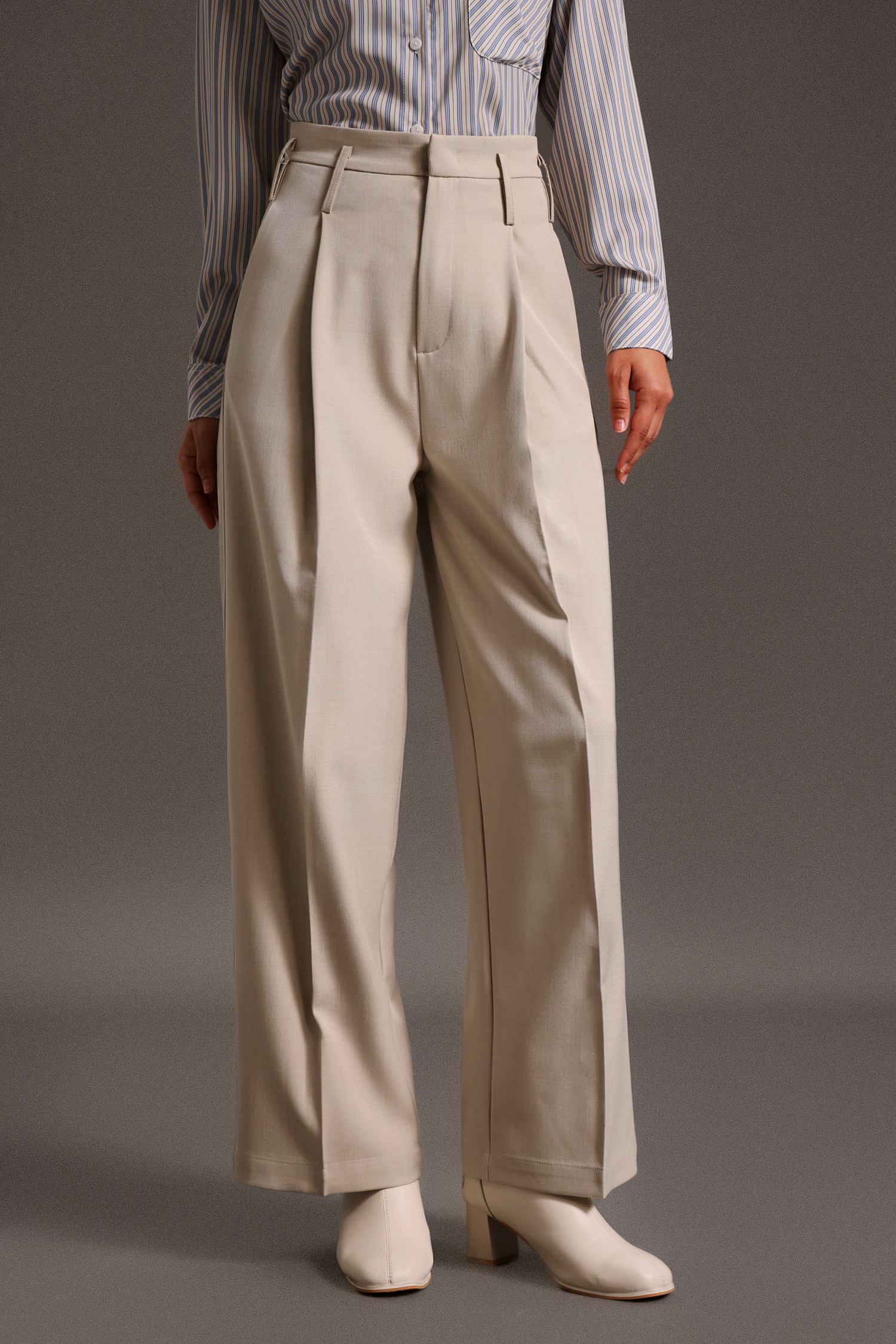 Theodora High Waist Straight Wide-Legs Suit Pants