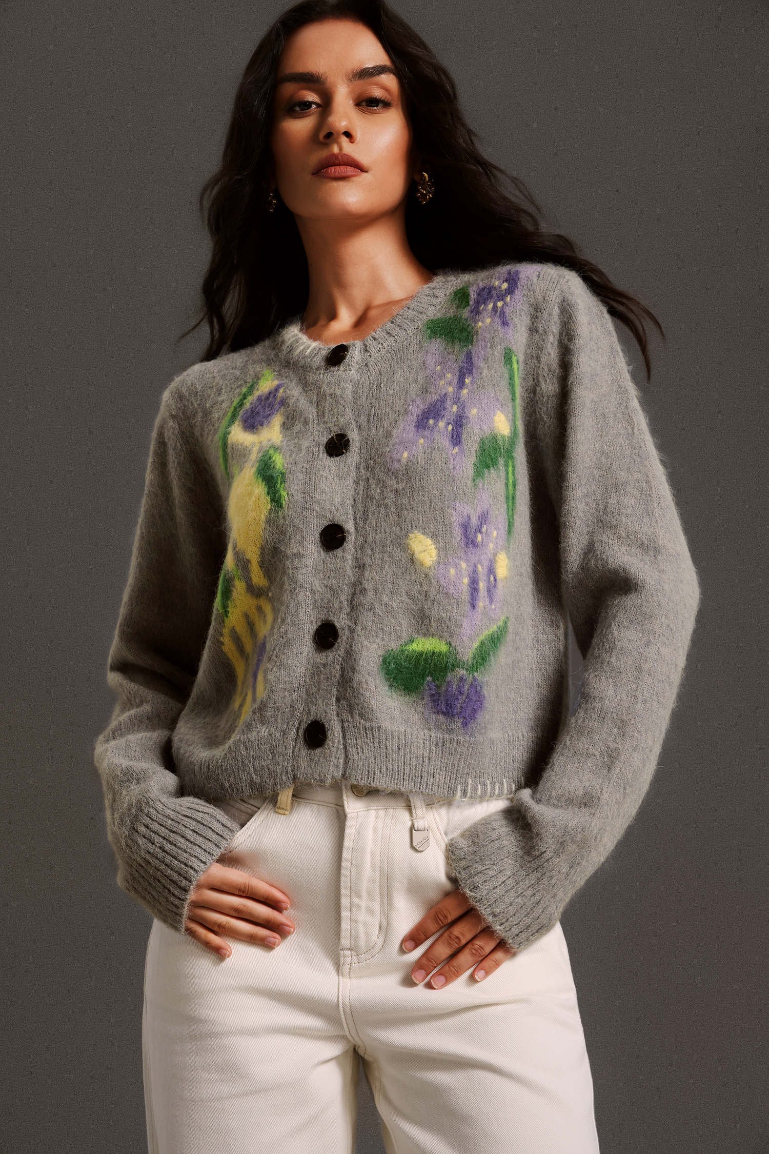 Rada Round Neck Long Sleeves Flowers Blouse
