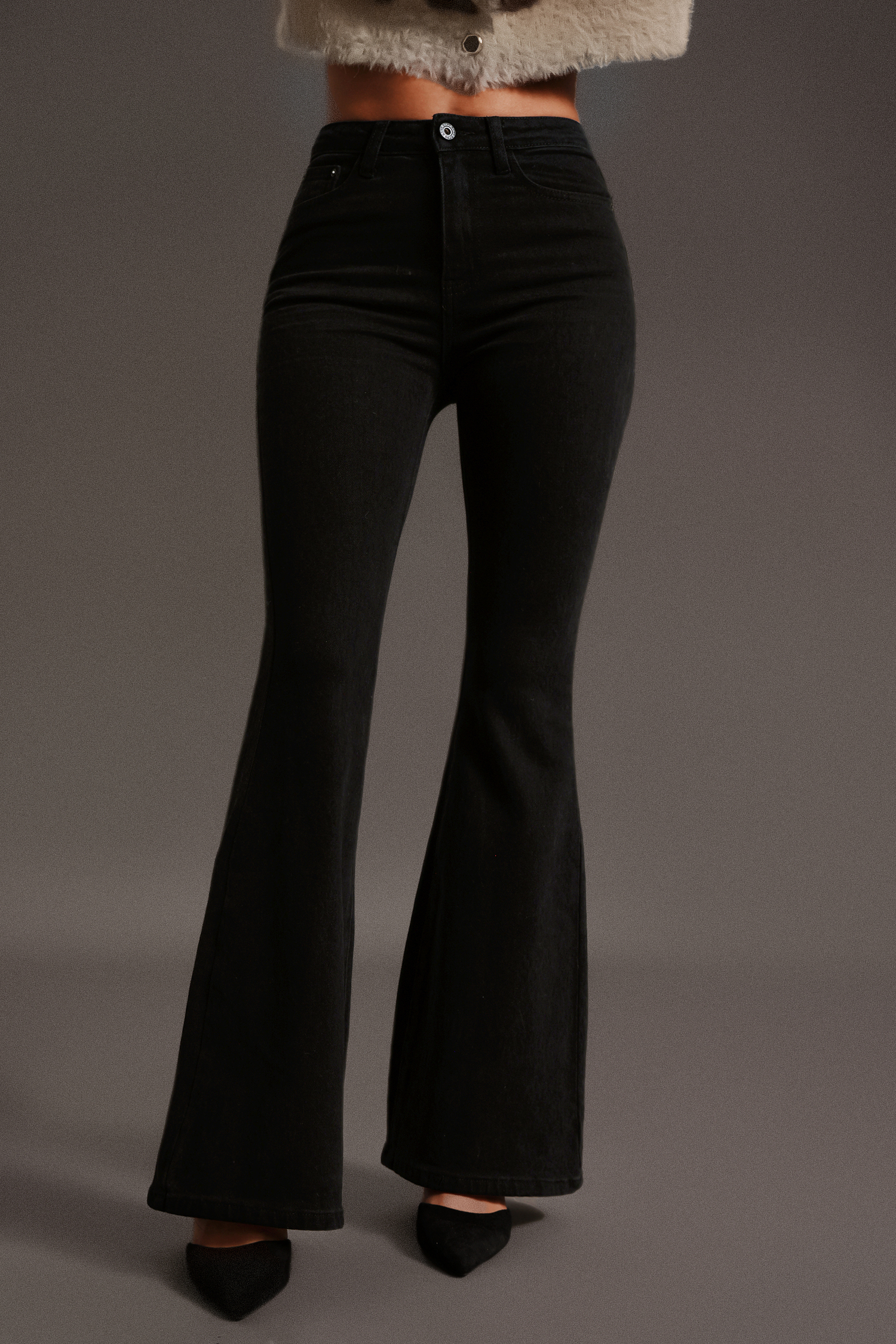 Uara High Waist Slim Bell Bottoms Jeans