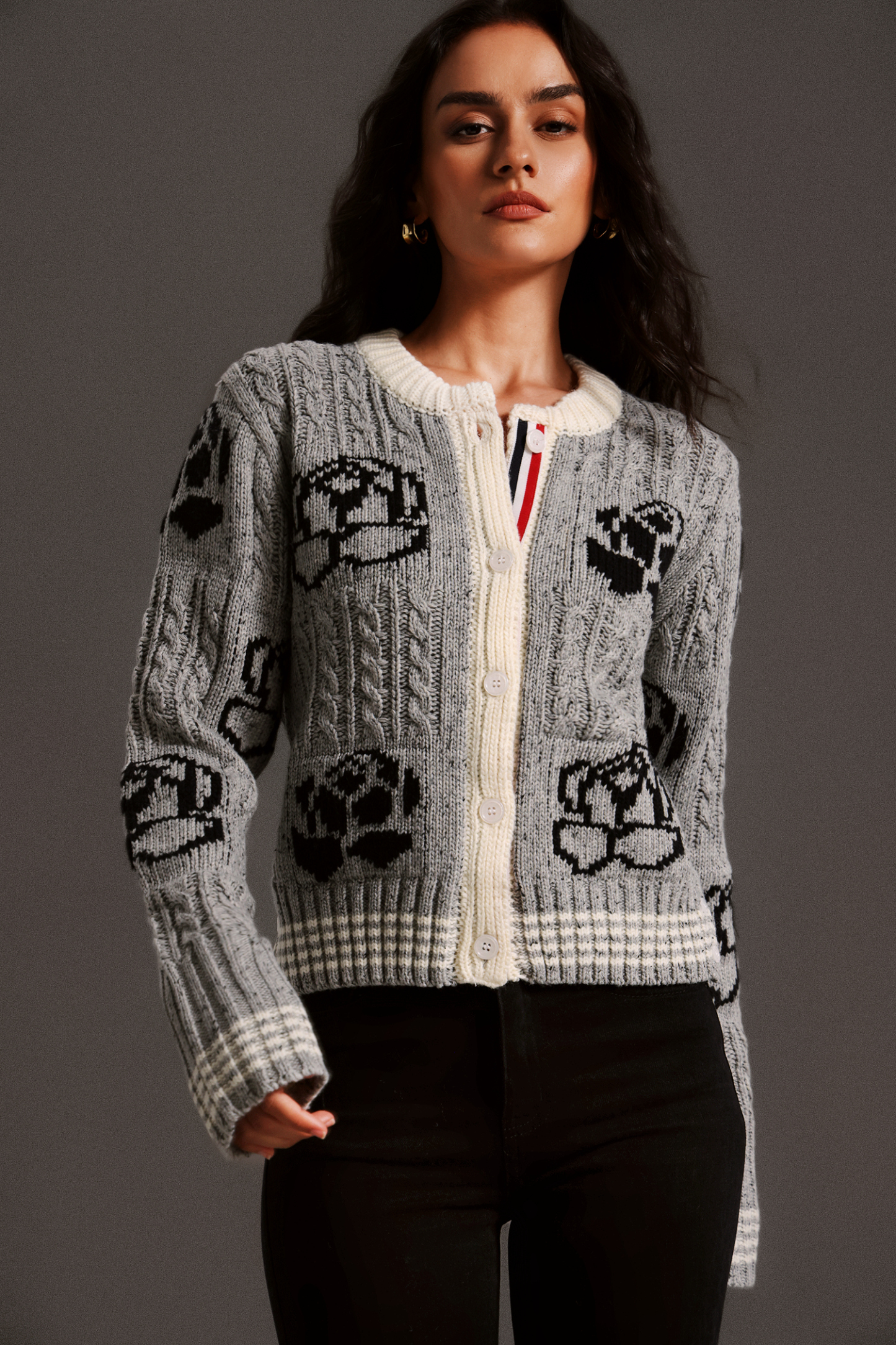 Johe  Round Neck Long Sleeves Printing Blouse