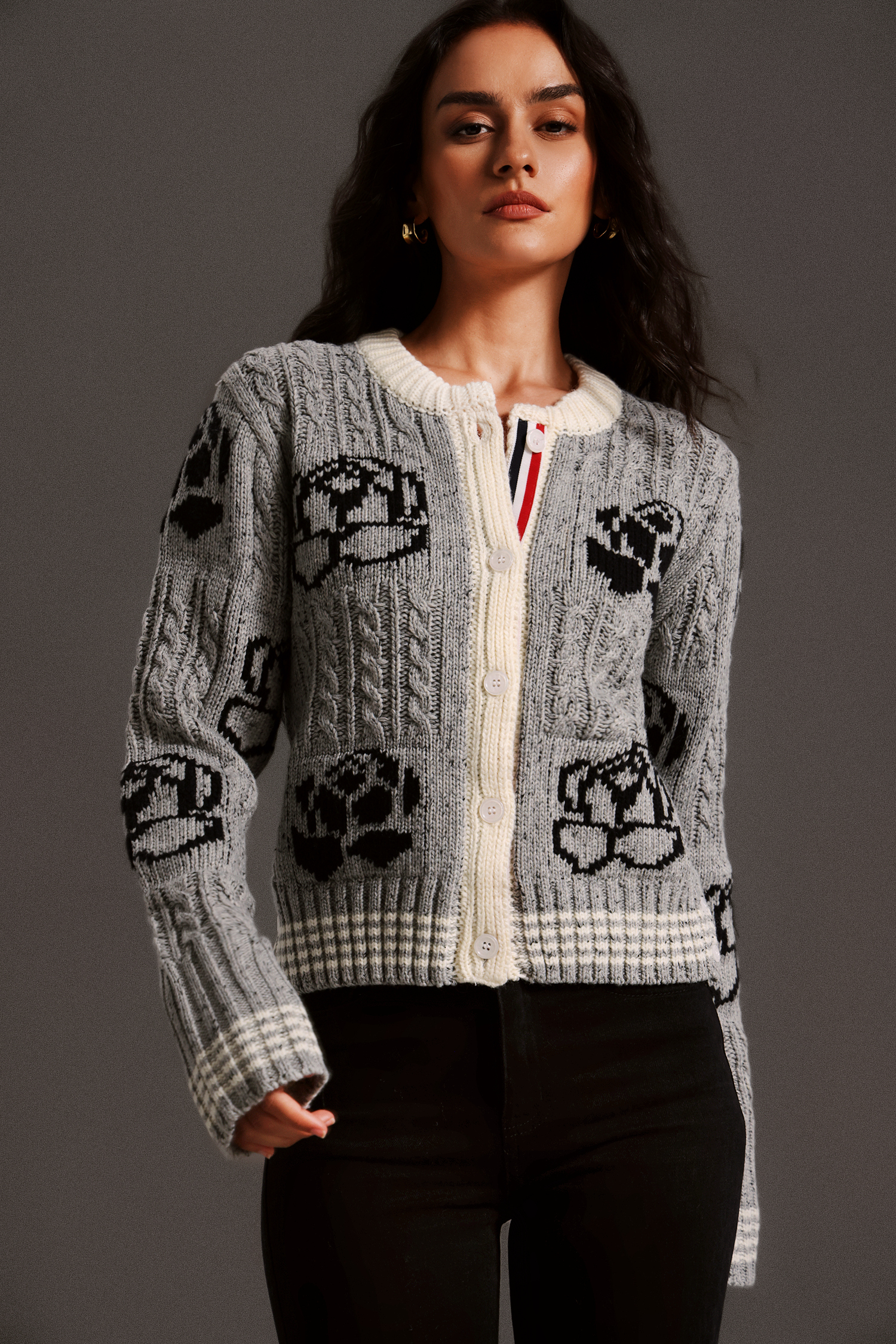 Johe  Round Neck Long Sleeves Printing Blouse