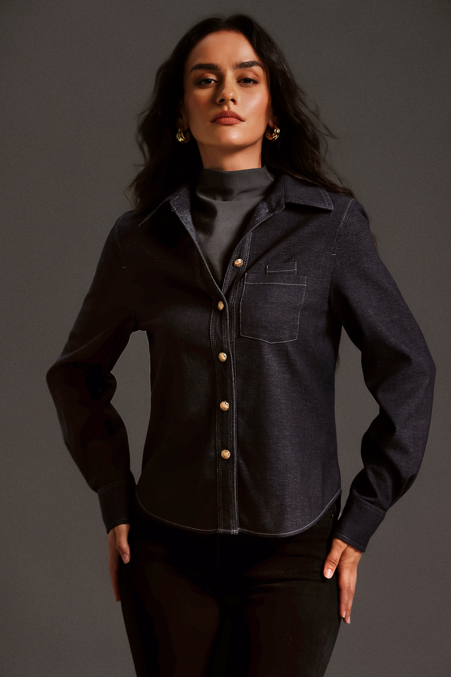 Shaylah Polo Neck Long Sleeves Blouse