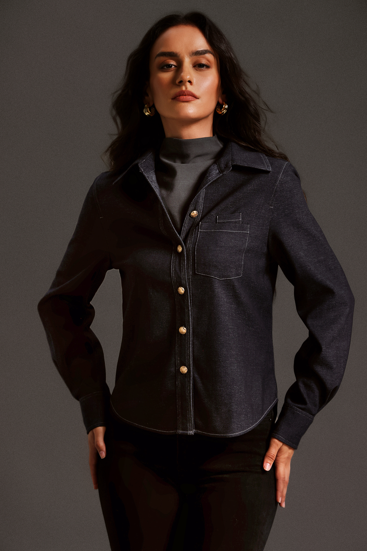 Shaylah Polo Neck Long Sleeves Blouse