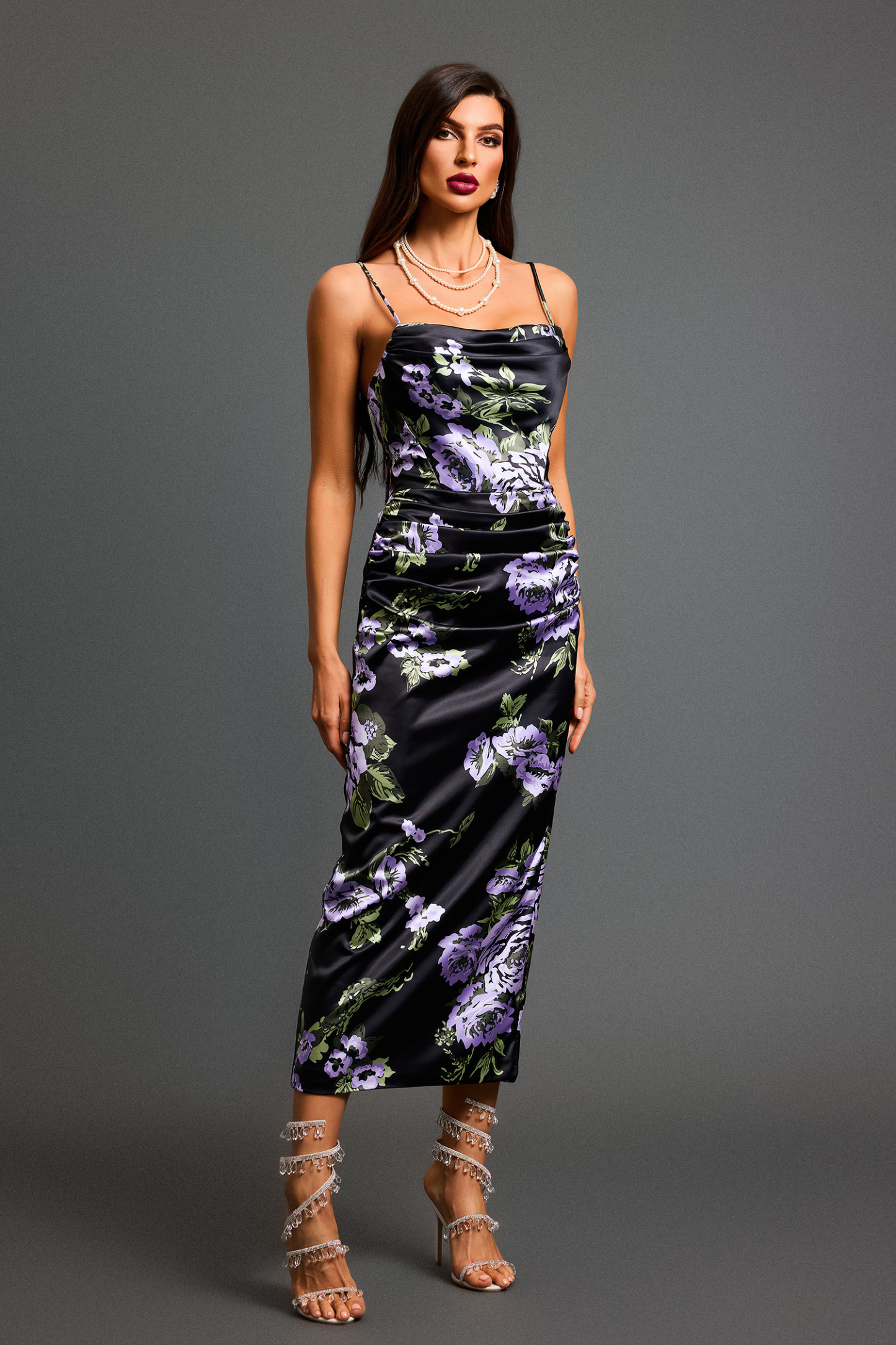 Kerry Sleeveless Flowers Slim Midi Dress