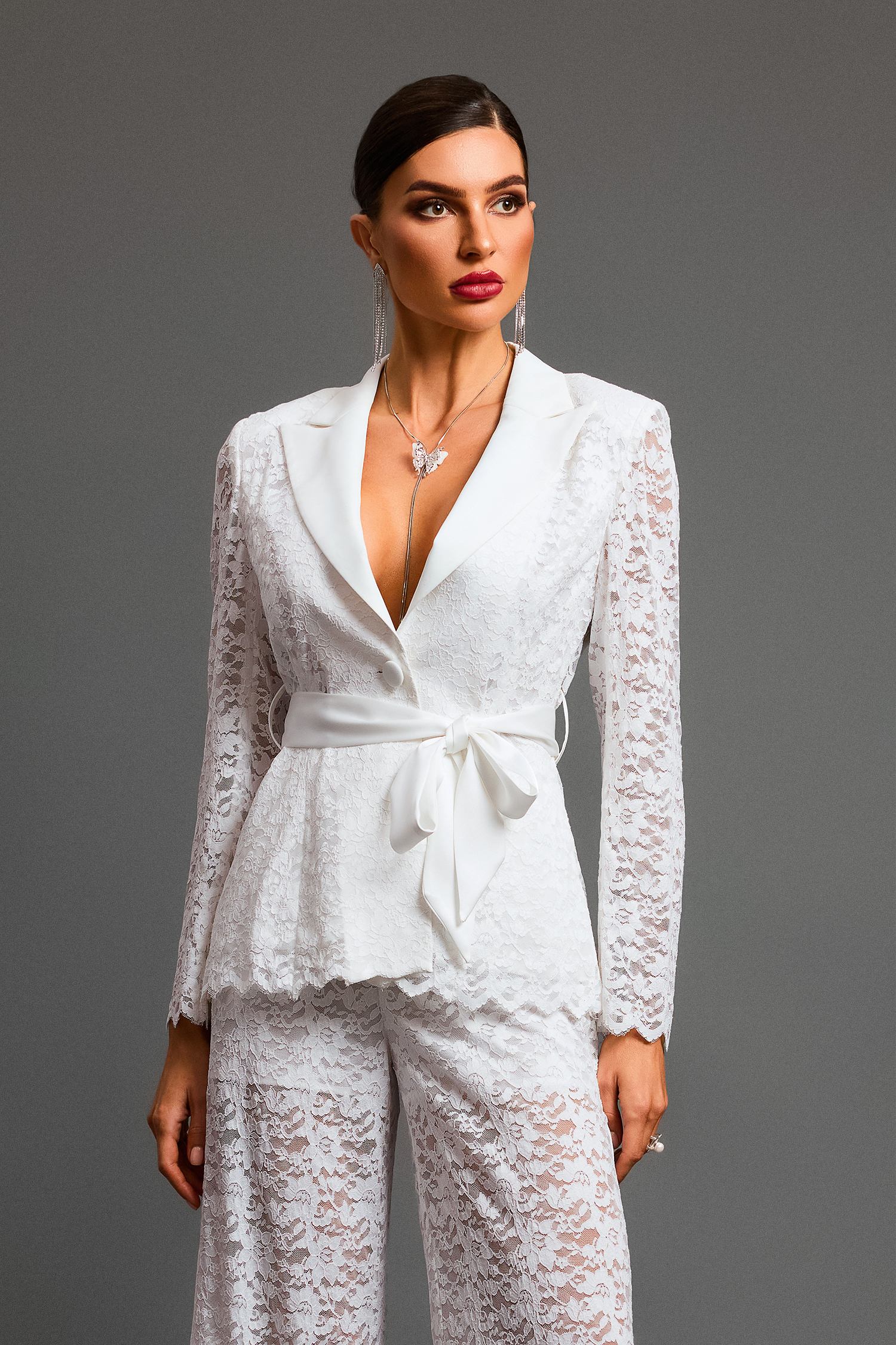 Kezia Deep-V Long Sleeves Lace Two-Piece Set – Bellabarnett