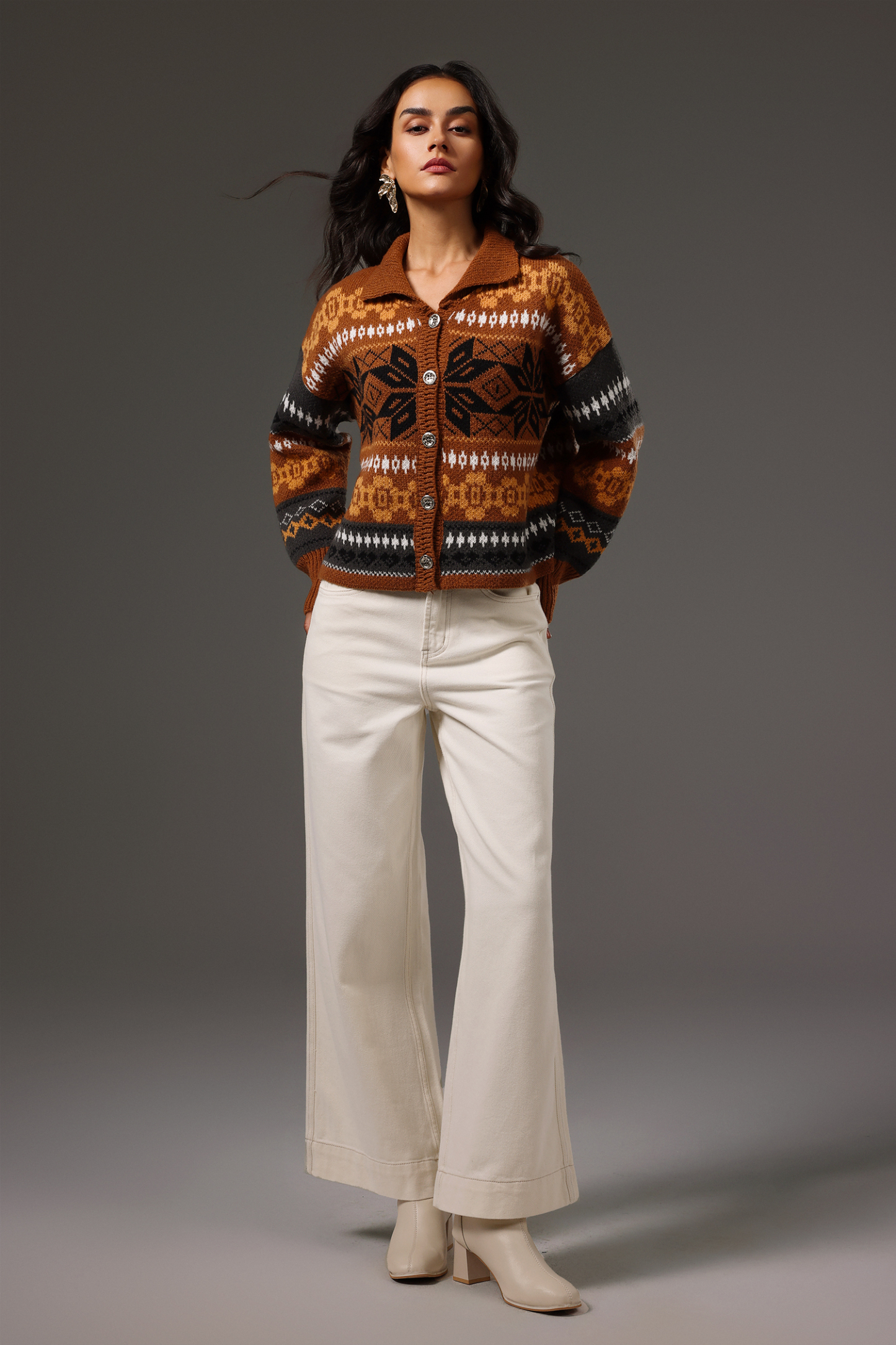 Giacinta Stand Collar Long Sleeves Sweater