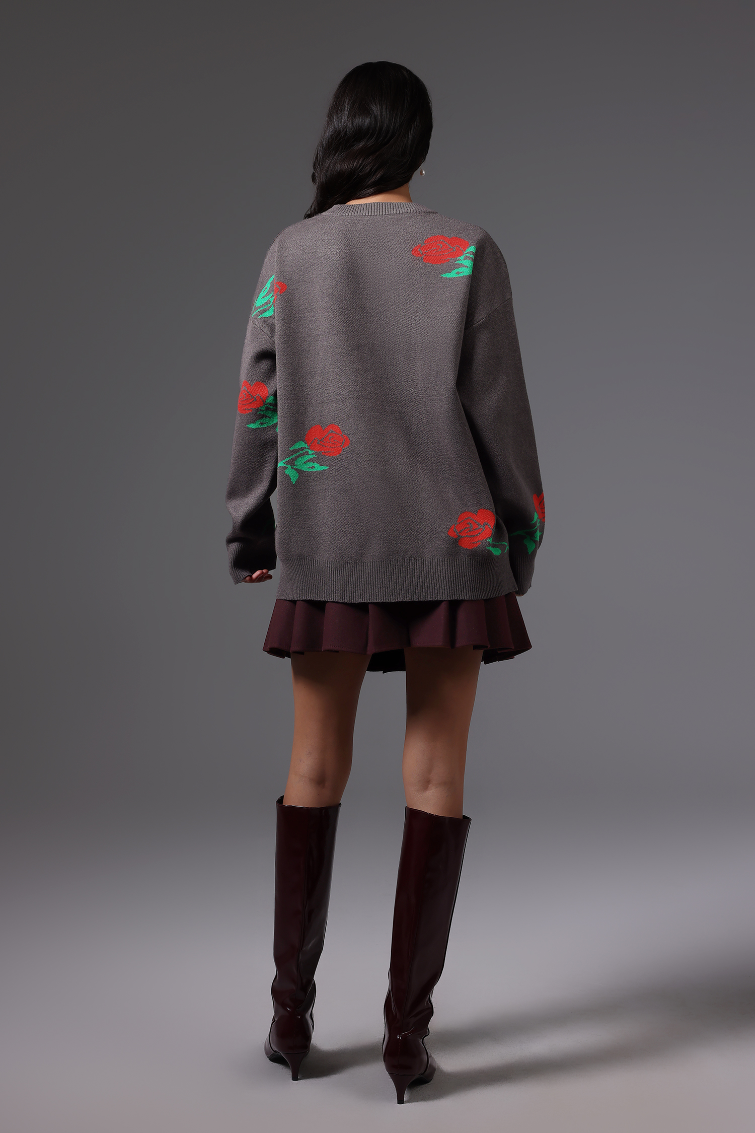 Giada Round Neck Flowers Sweater