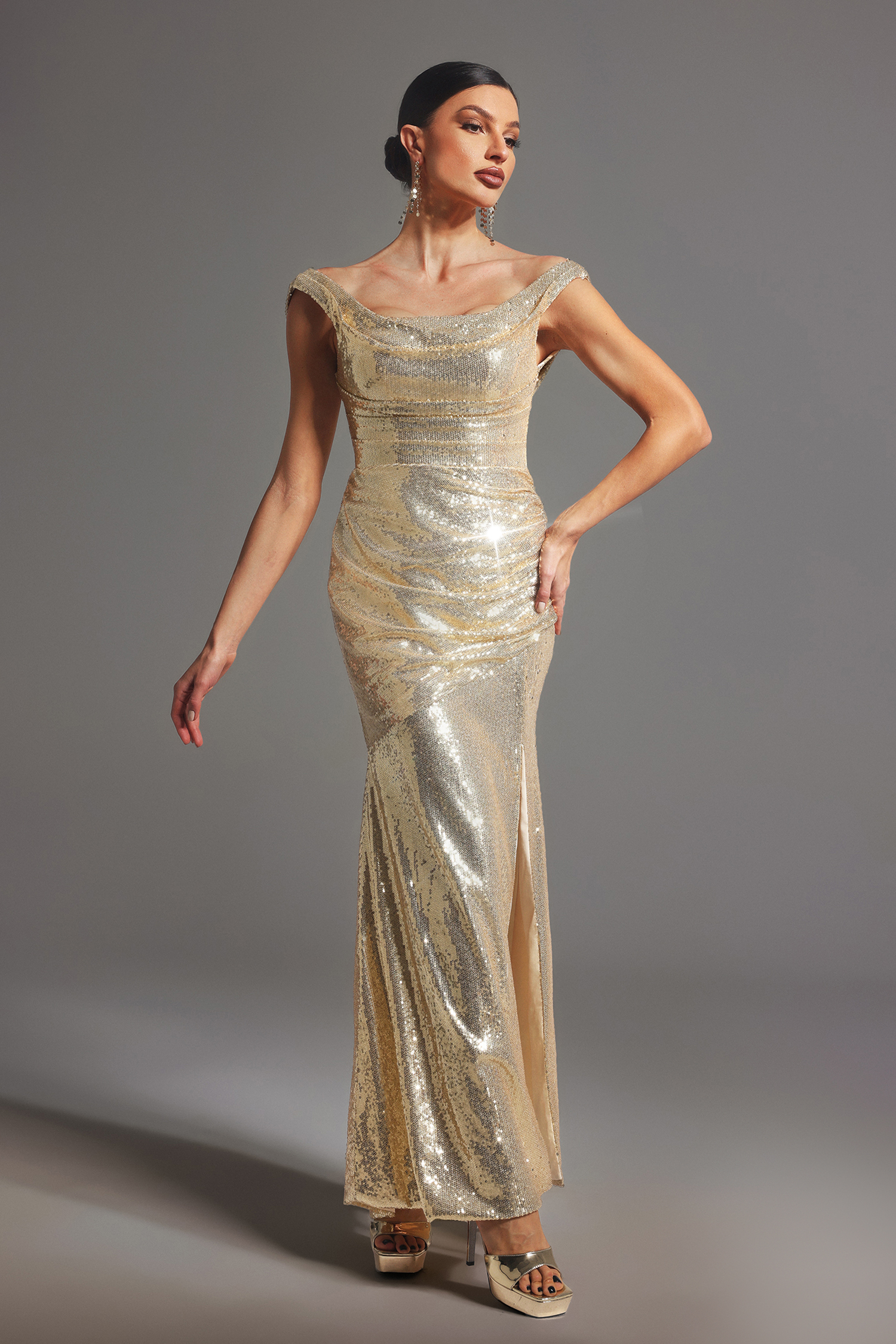 Marley Sleeveless Backless Sequin Maxi Dress