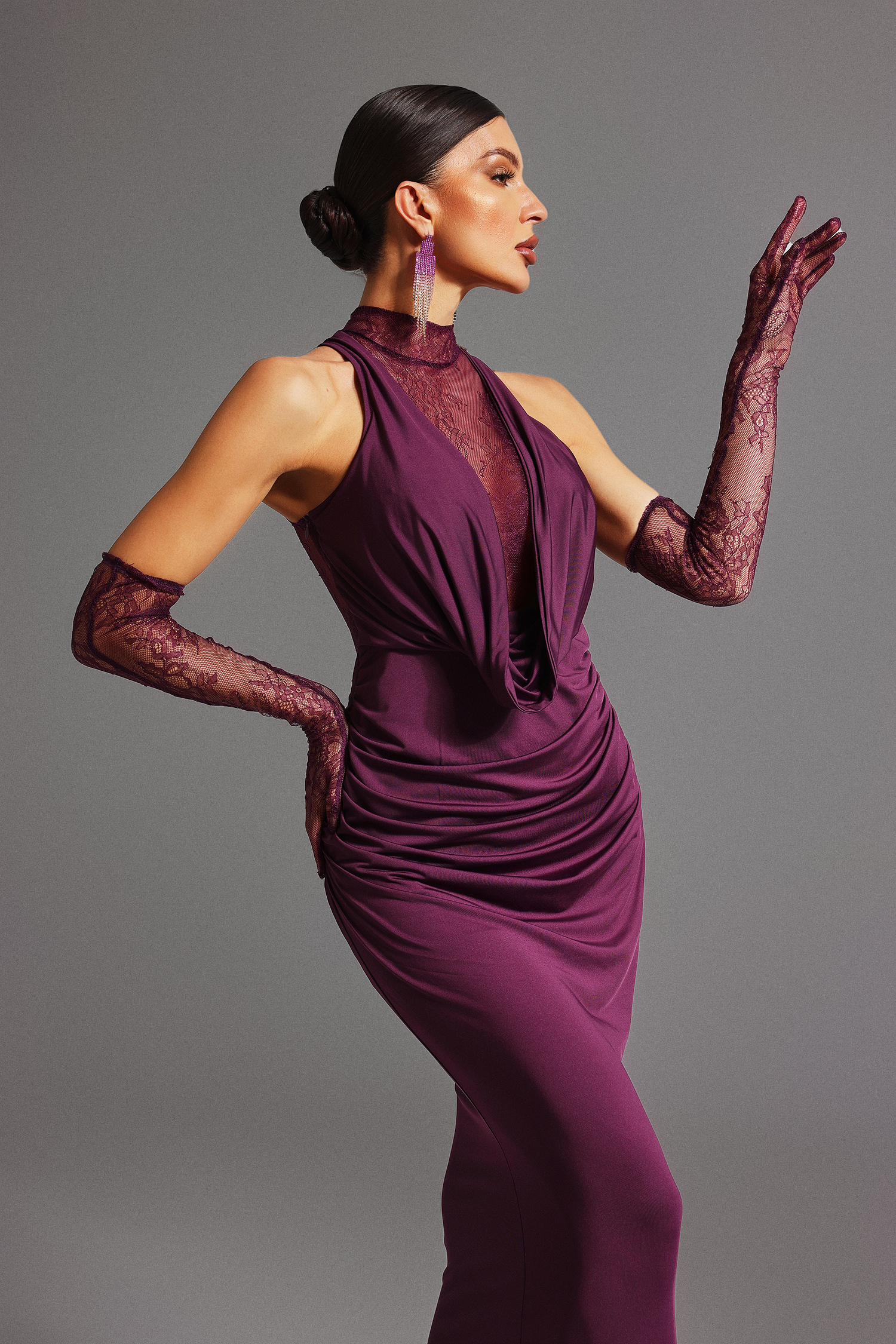 Wezal Swing Collar Lace Maxi Dress