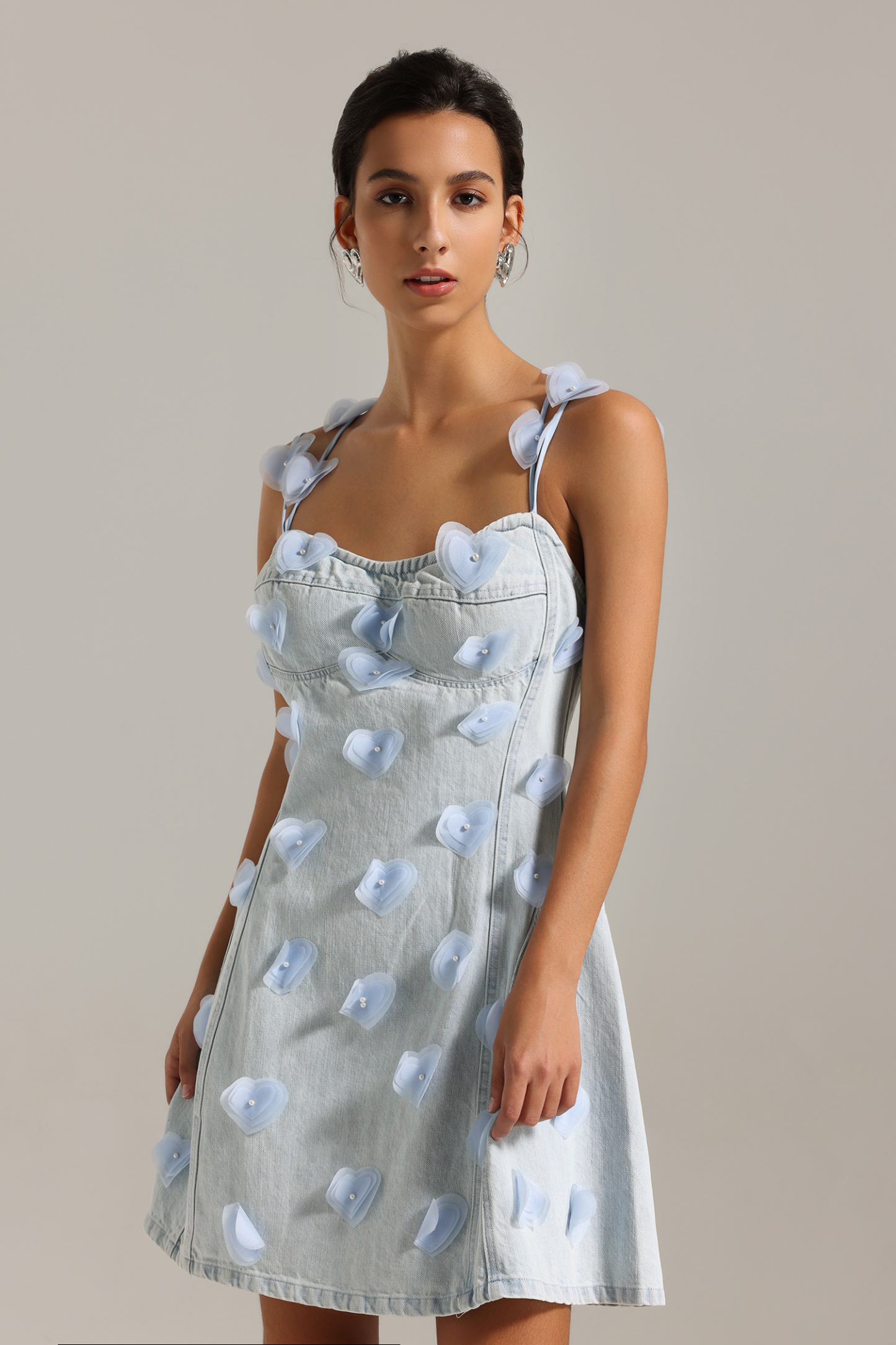 Olivia Flowers Halter Denim Mini Dress