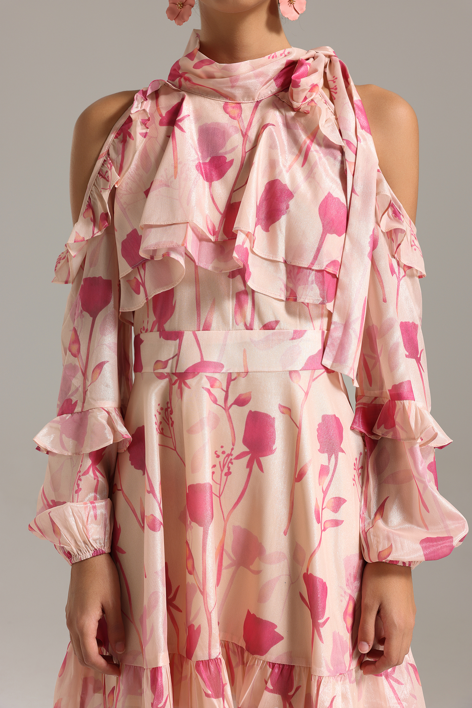 Vole Cut Out Floral Printed Mini Dress