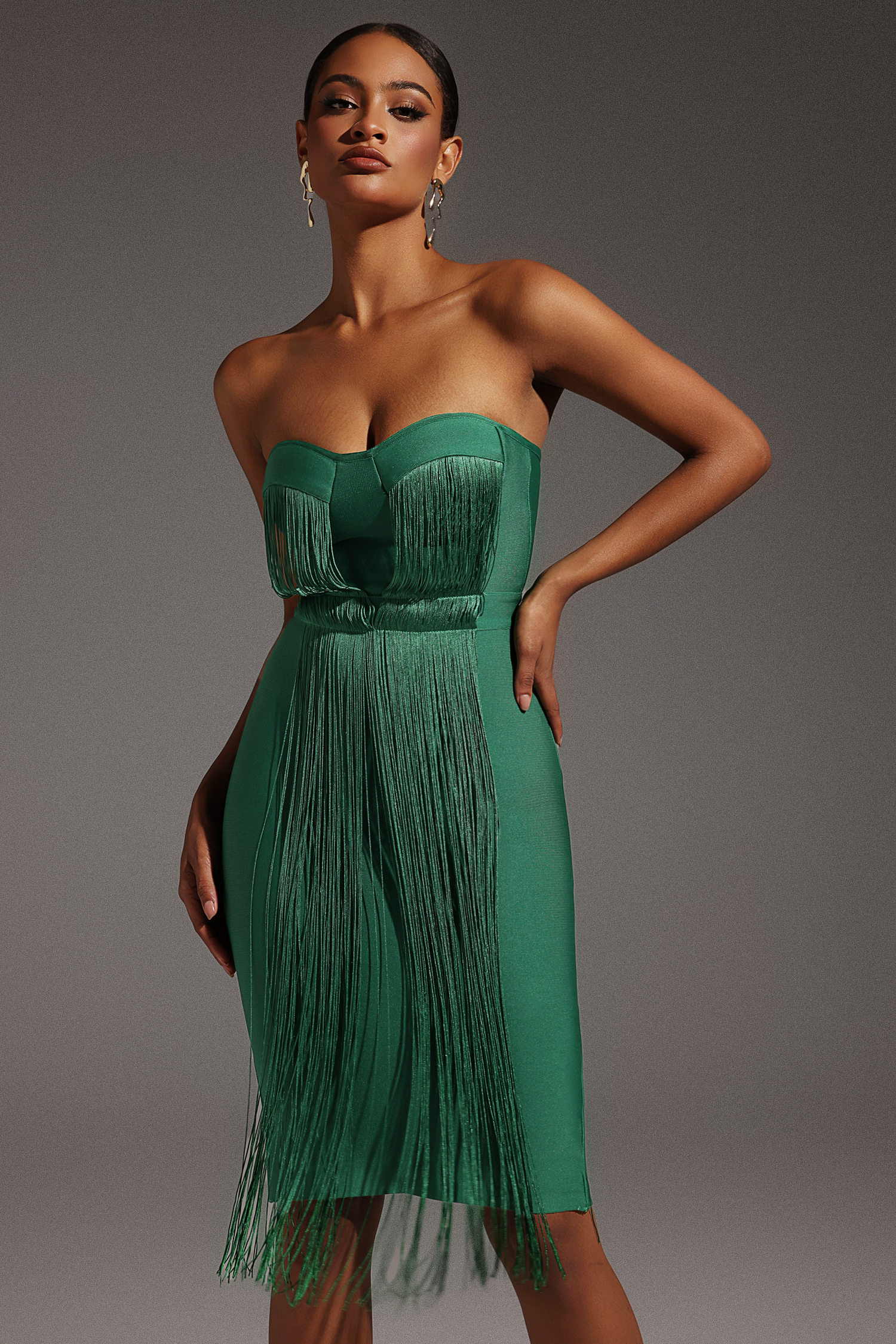Harriet Sleeveless Tassel Bandage Midi Dress