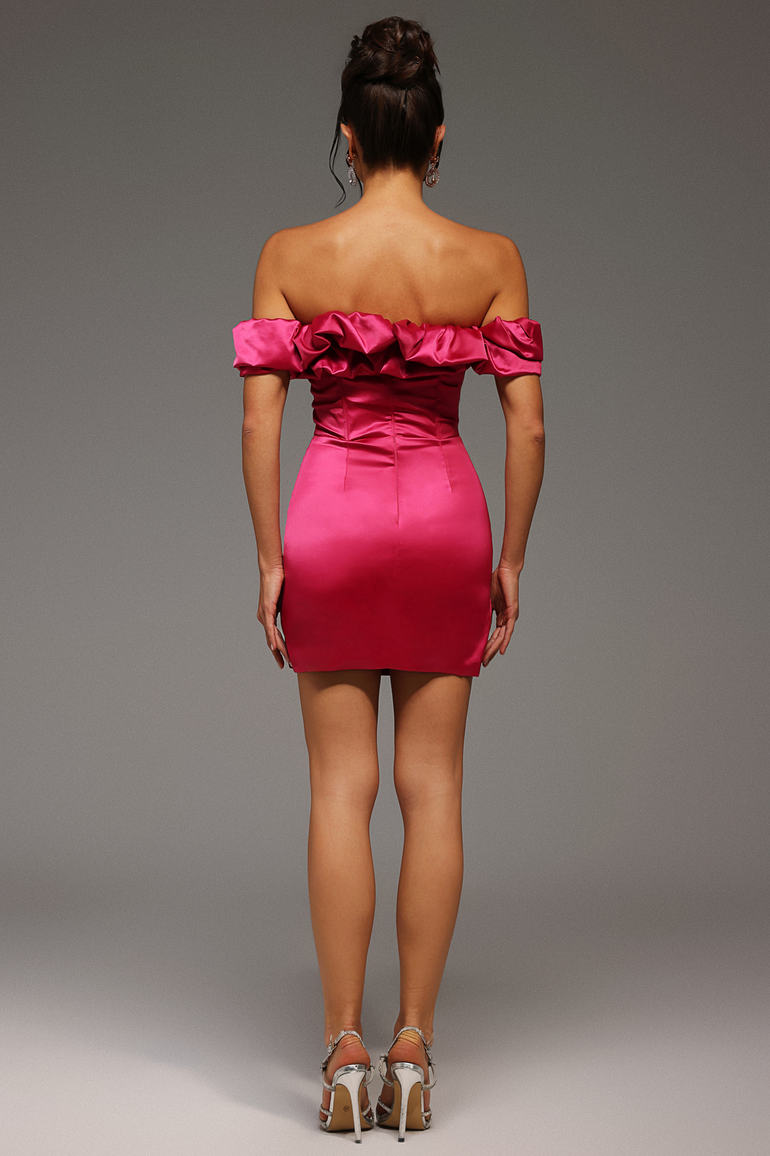 Pedra Straight Shoulder Slit Mini Dress