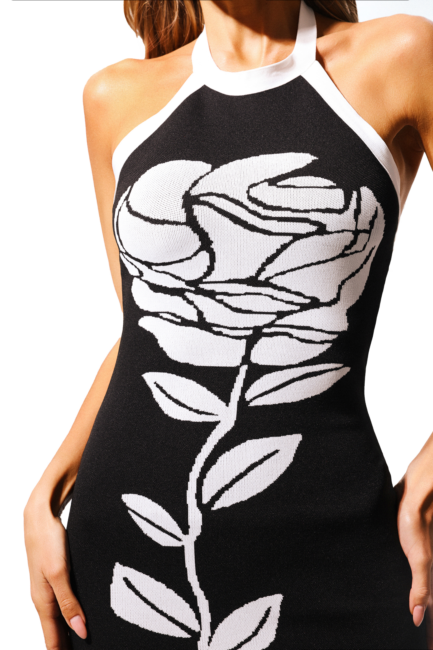 Lala Halter Sleeveless Flowers Maxi Dress