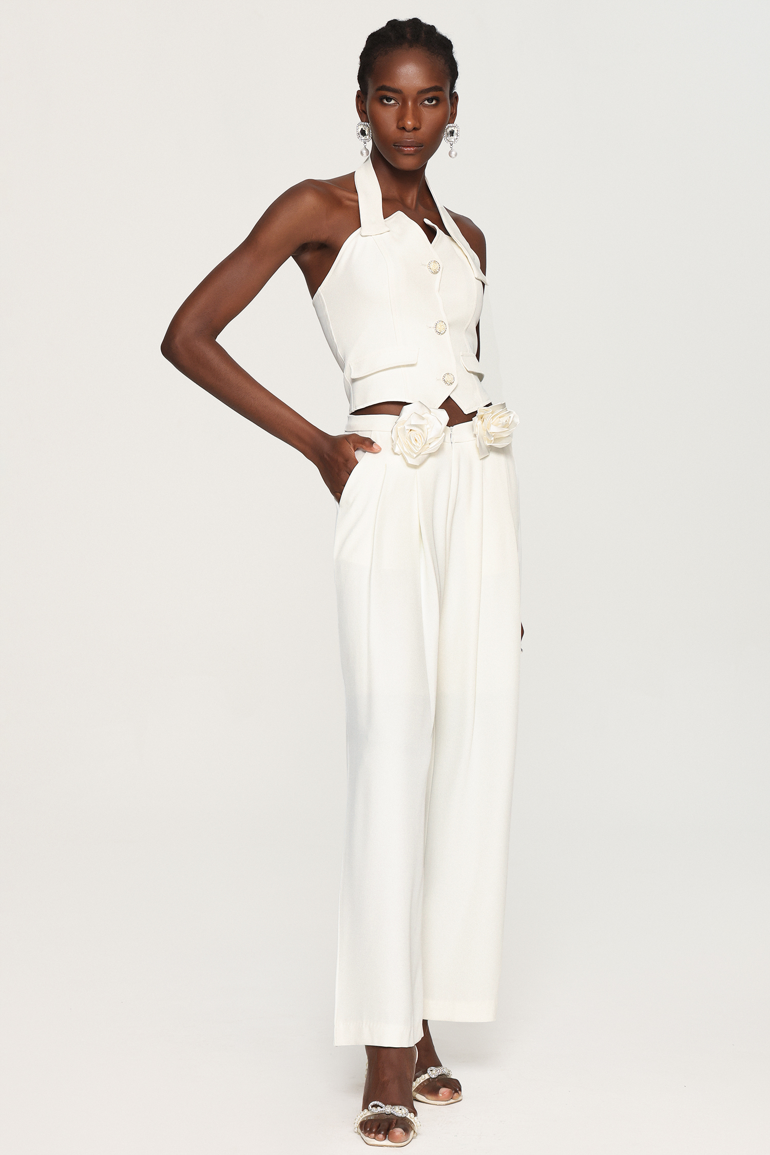 Elora Flower Sleeveless Suit Vest And Pants Two-Piece Set