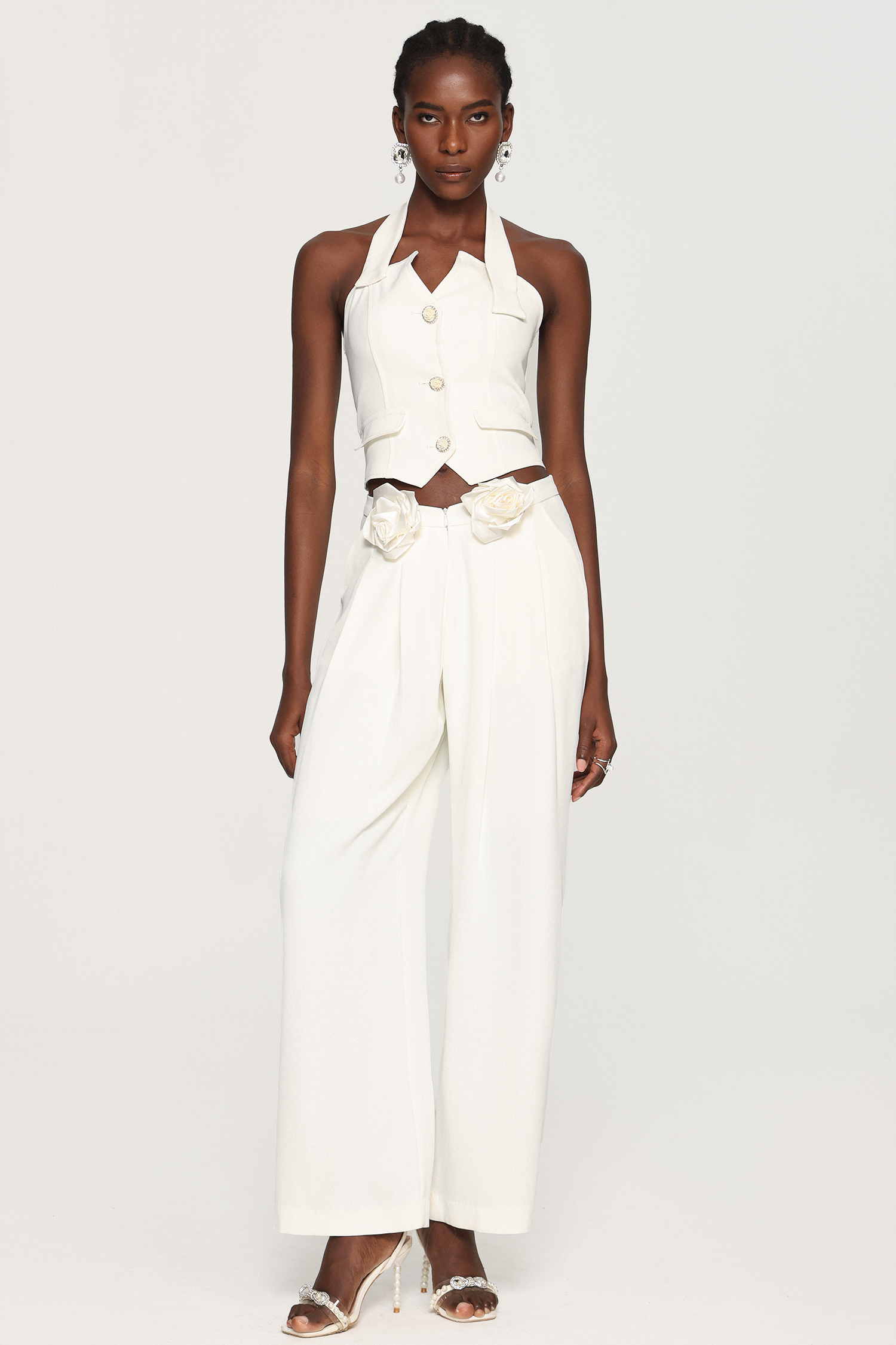 Elora Flower Sleeveless Suit Vest And Pants Two-Piece Set