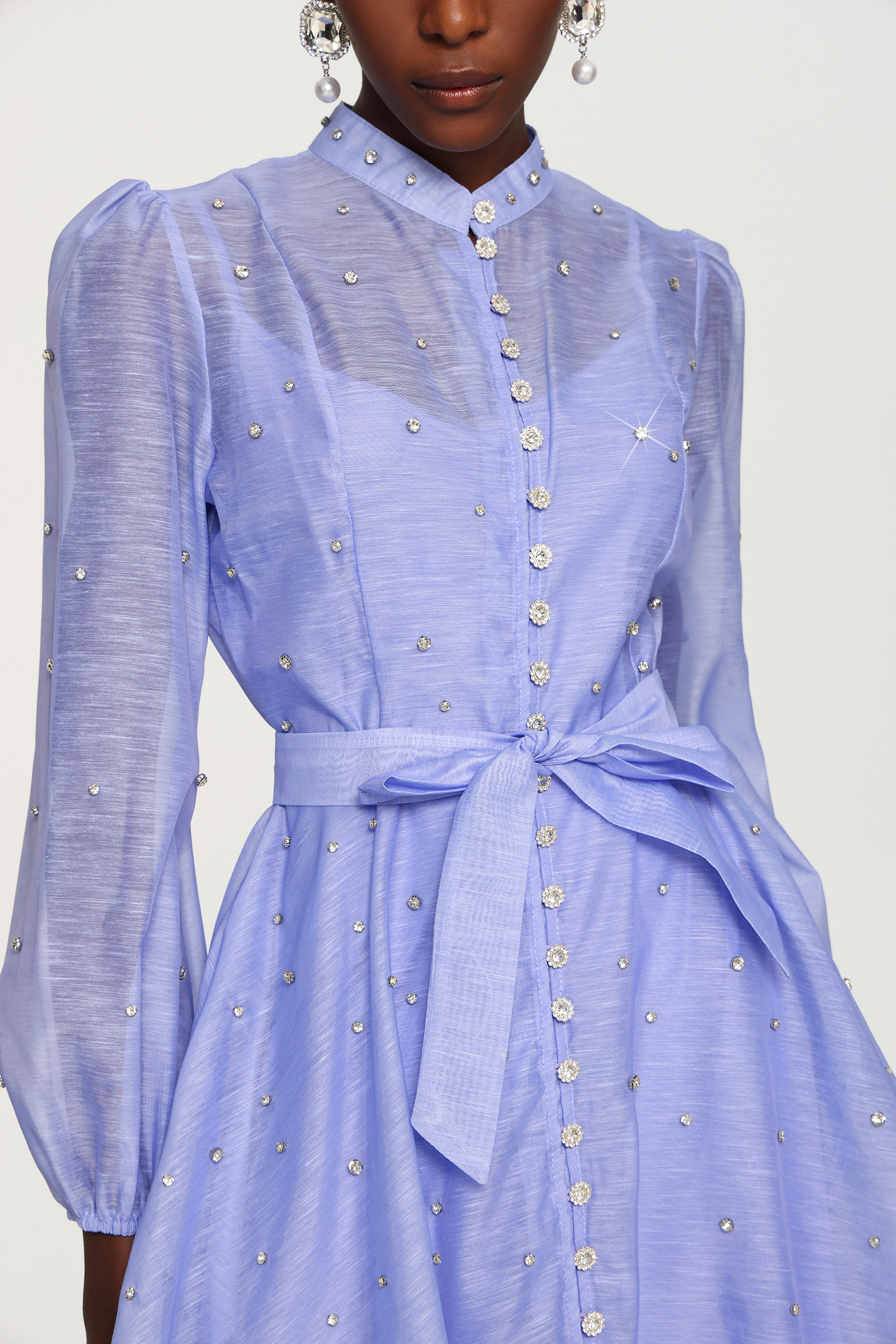 Farrah Long Sleeves Diamond Button Shirt Mini Dress