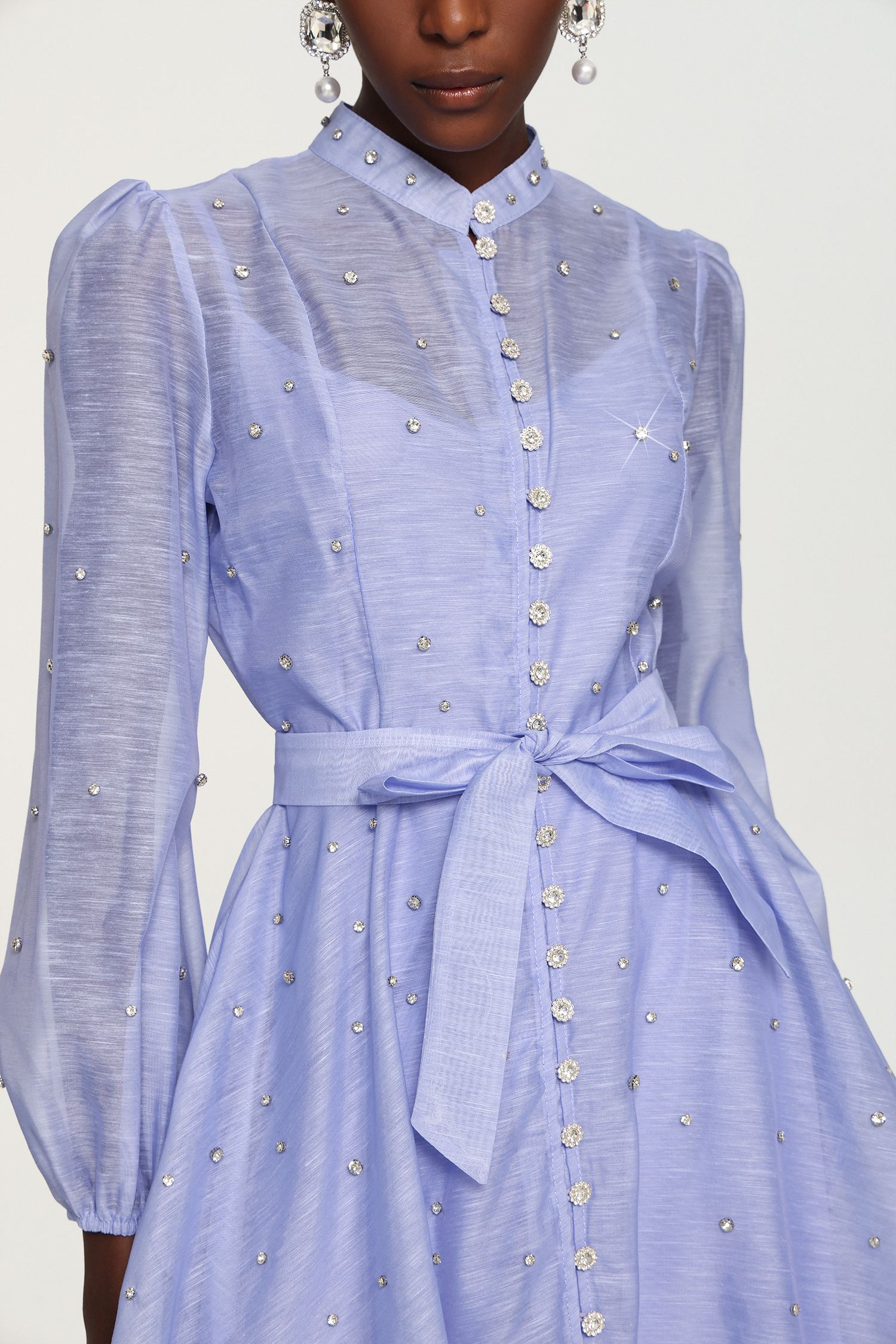 Farrah Long Sleeves Diamond Button Shirt Mini Dress