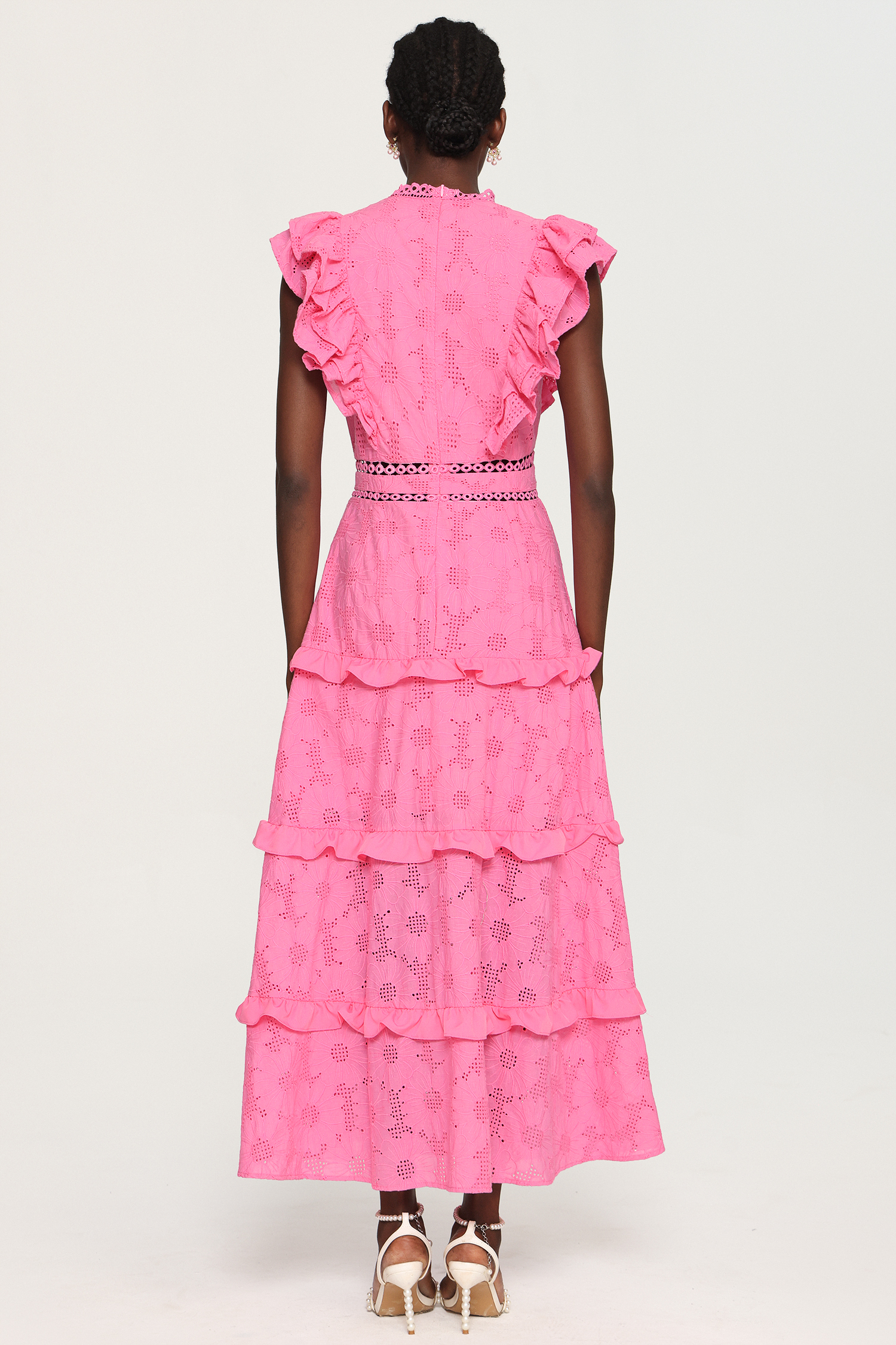 Evvie Round Neck Lace Layered Maxi Dress