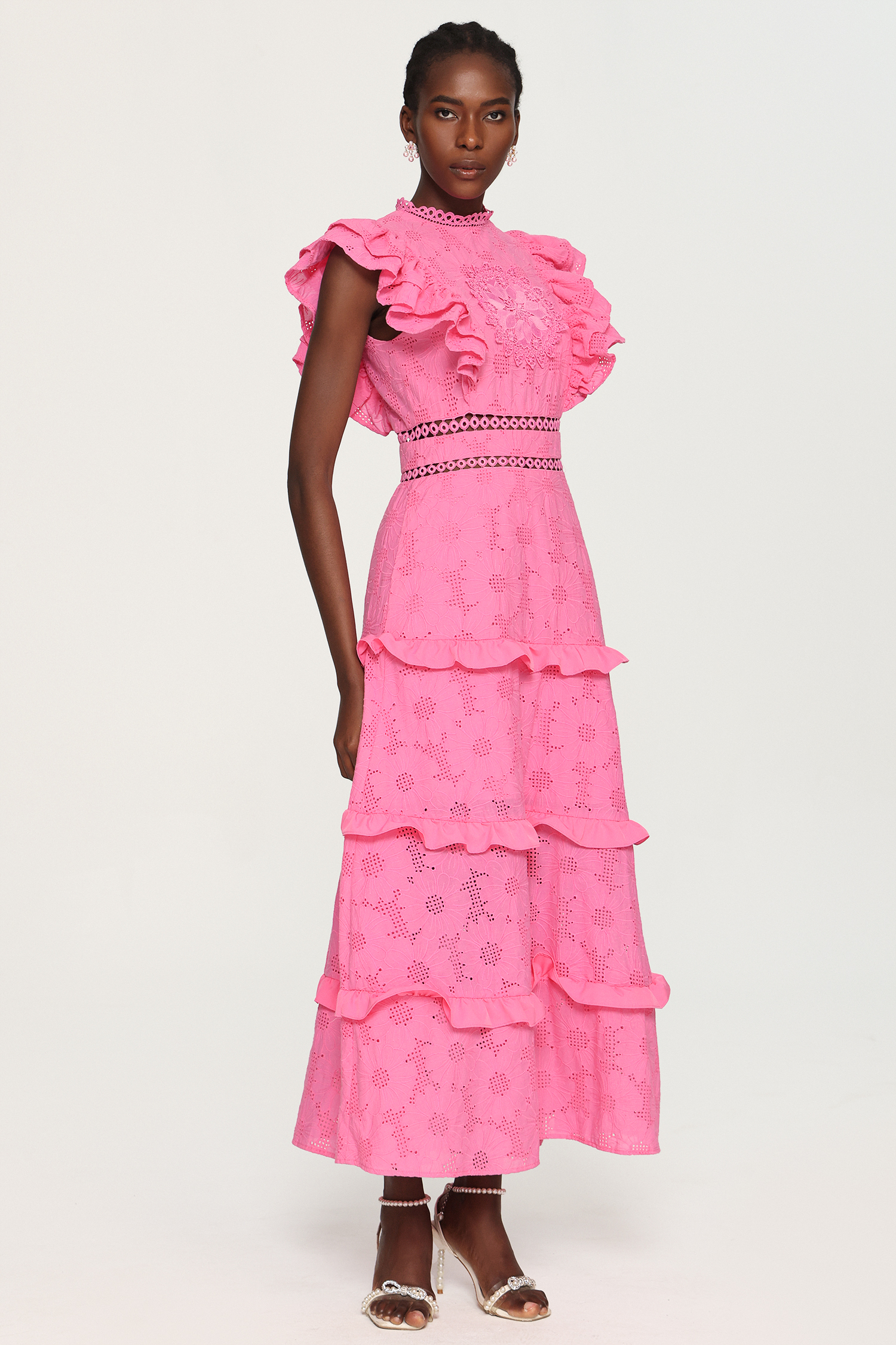 Evvie Round Neck Lace Layered Maxi Dress
