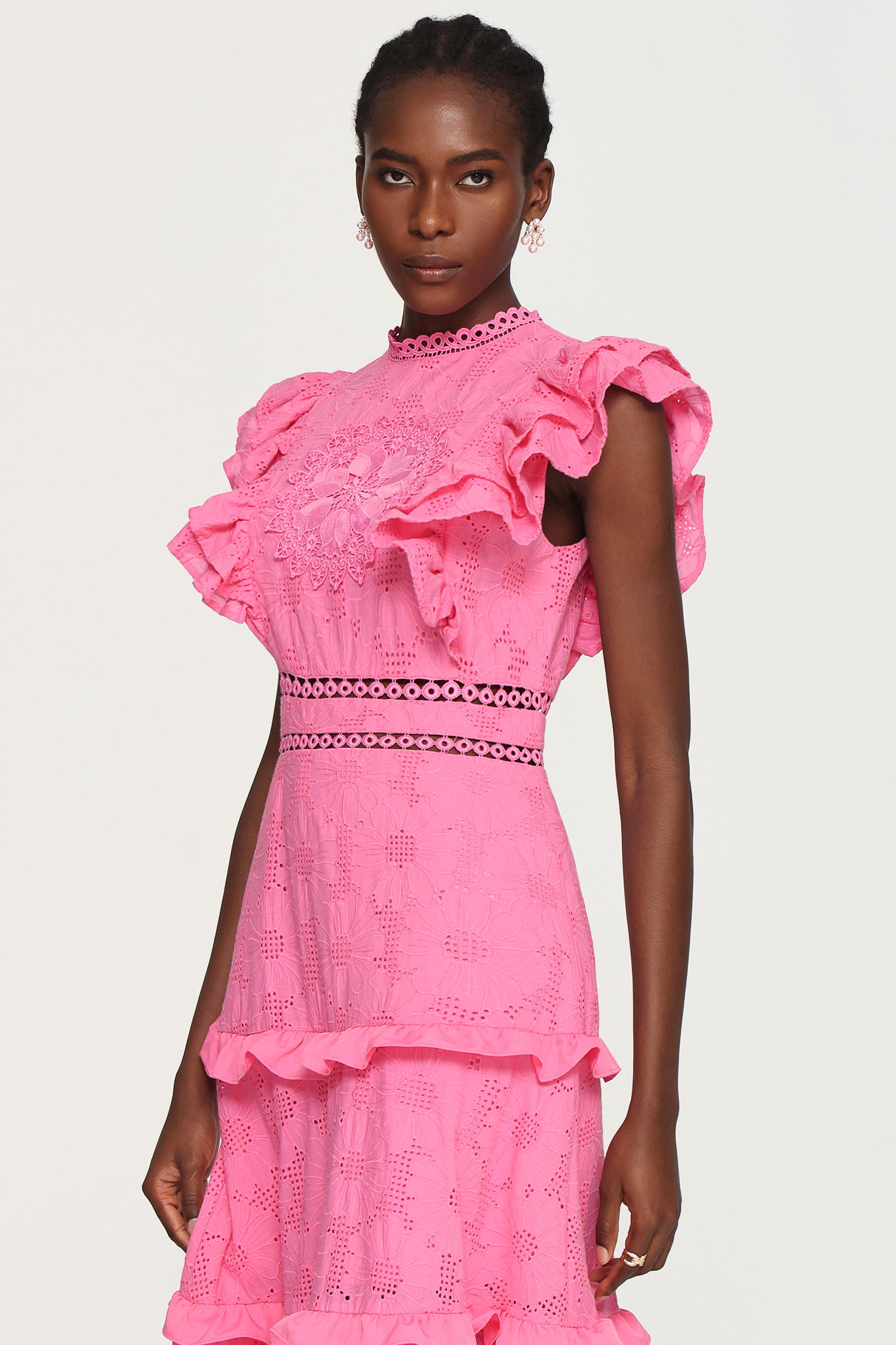 Evvie Round Neck Lace Layered Maxi Dress