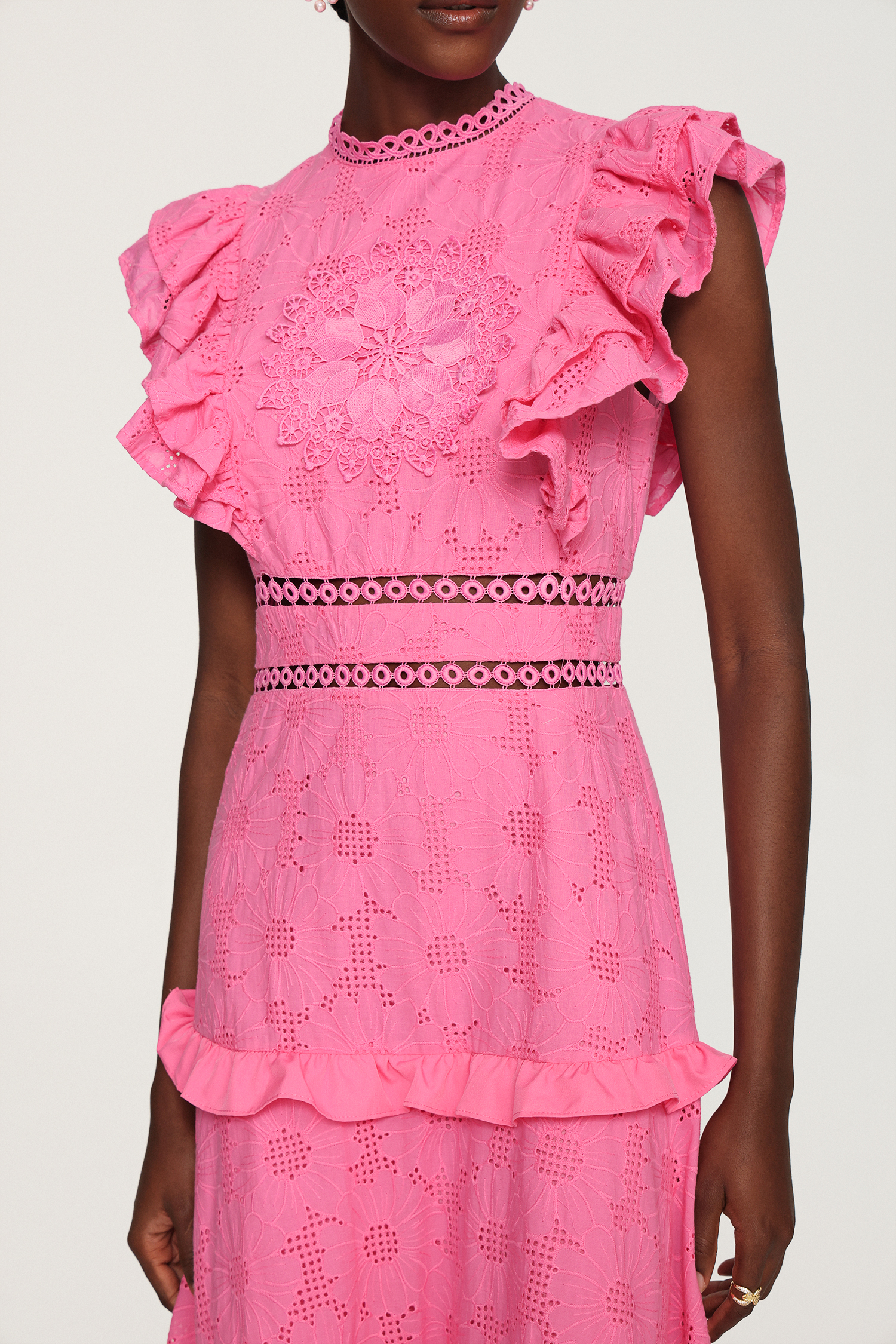 Evvie Round Neck Lace Layered Maxi Dress