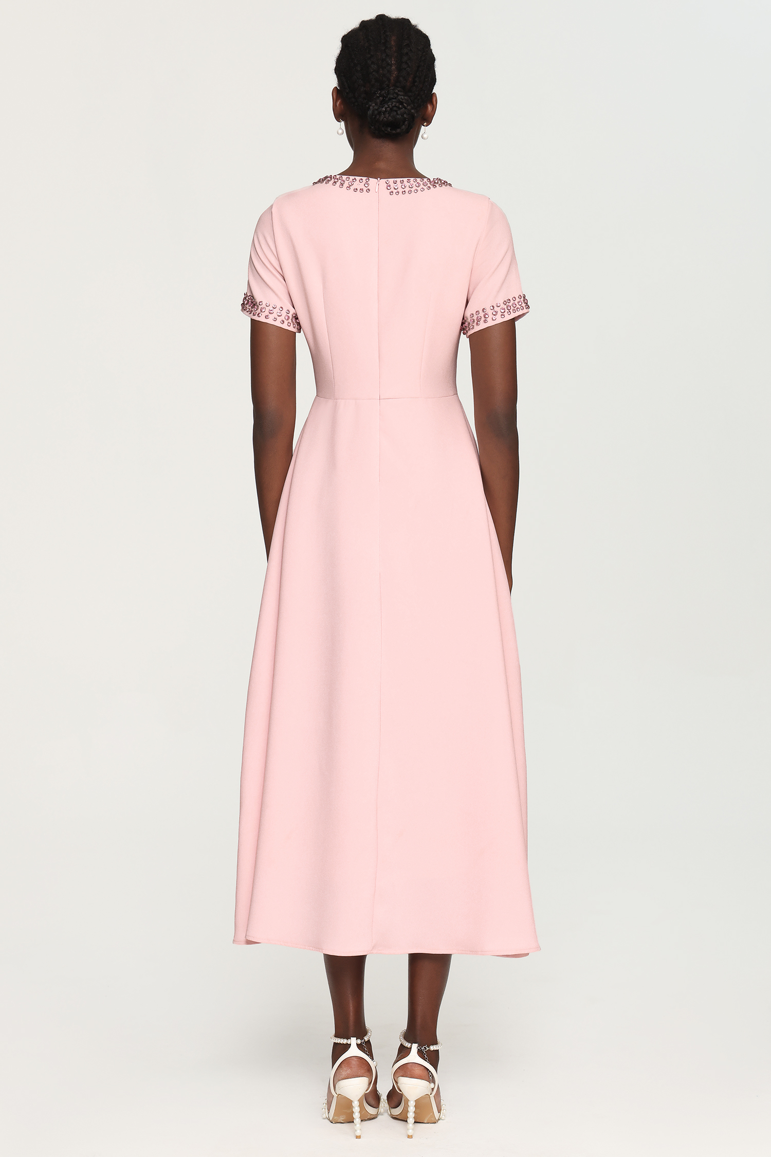 Xerca Short Sleeve Diamond Bow Maxi Dress