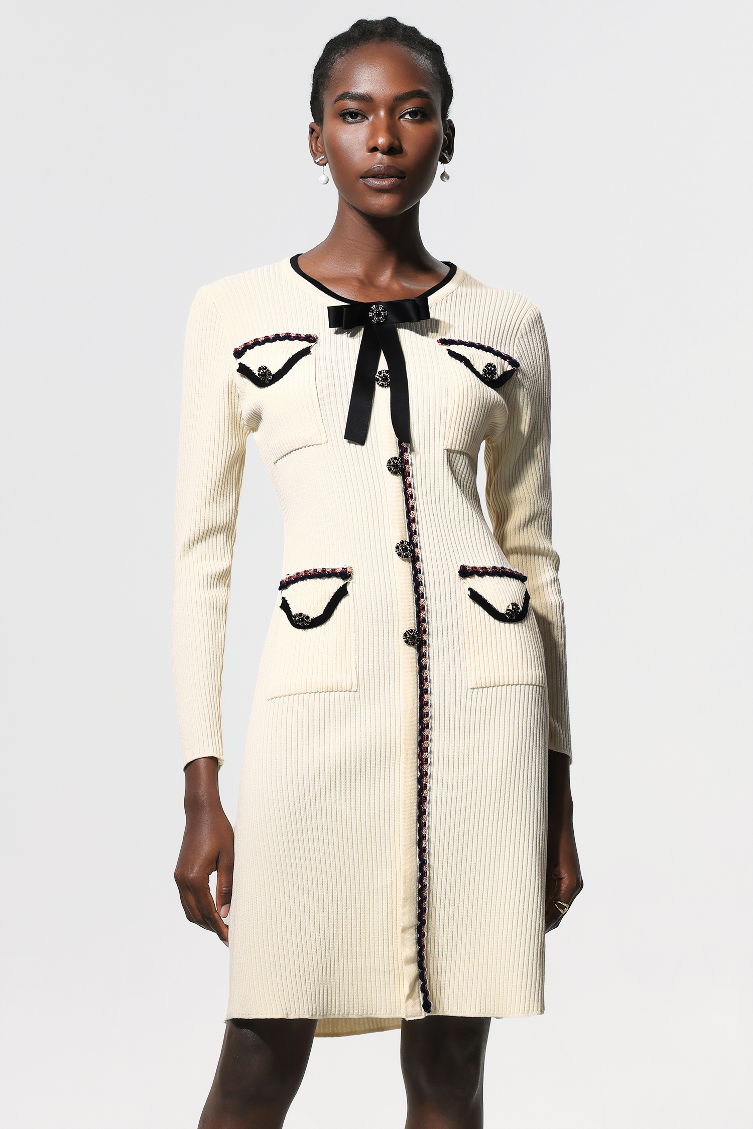Janiyah Long Sleeves Bowknot Mini Dress