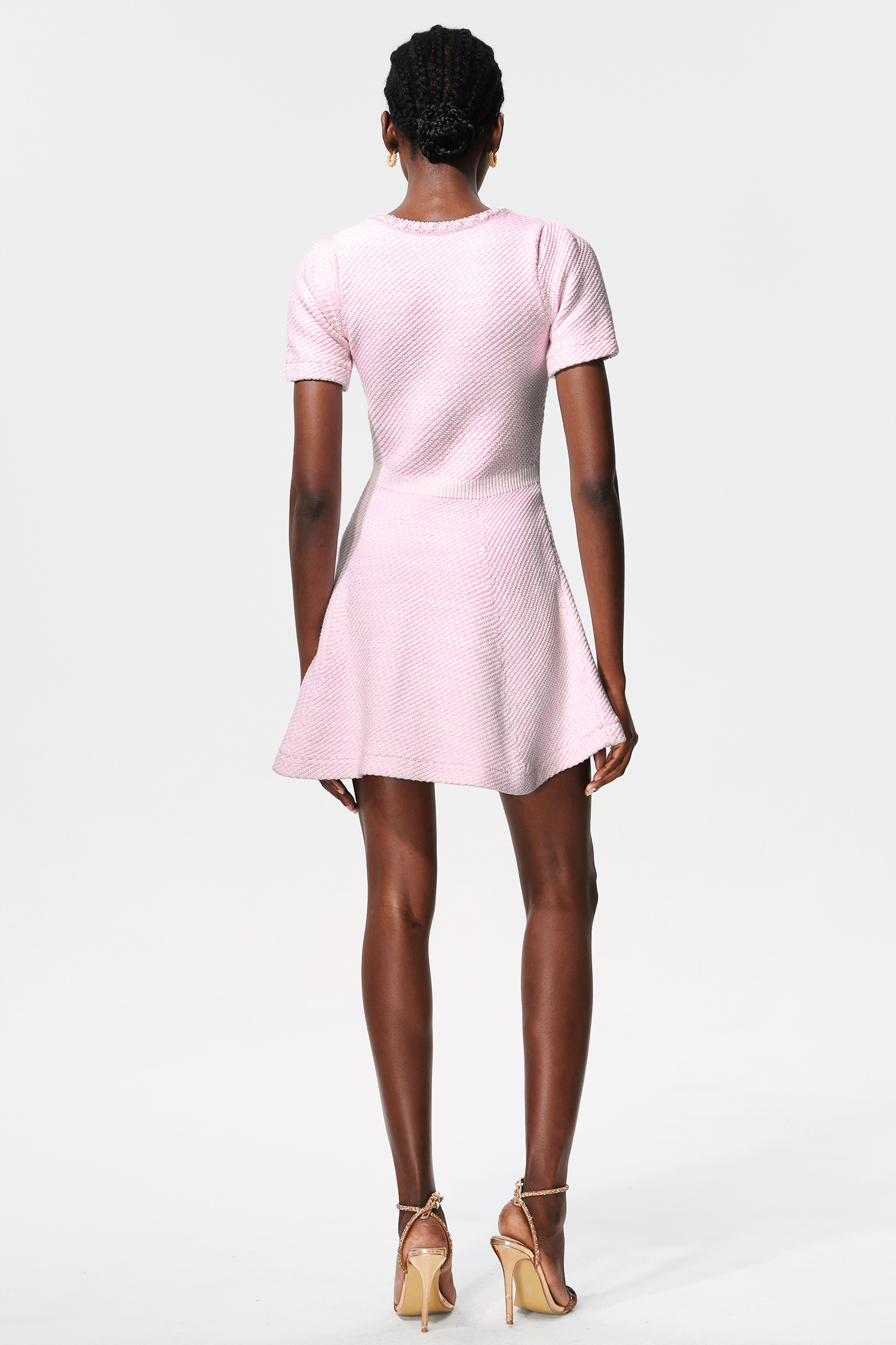 Sarada V Neck Diamond Short Sleeves Mini Dress