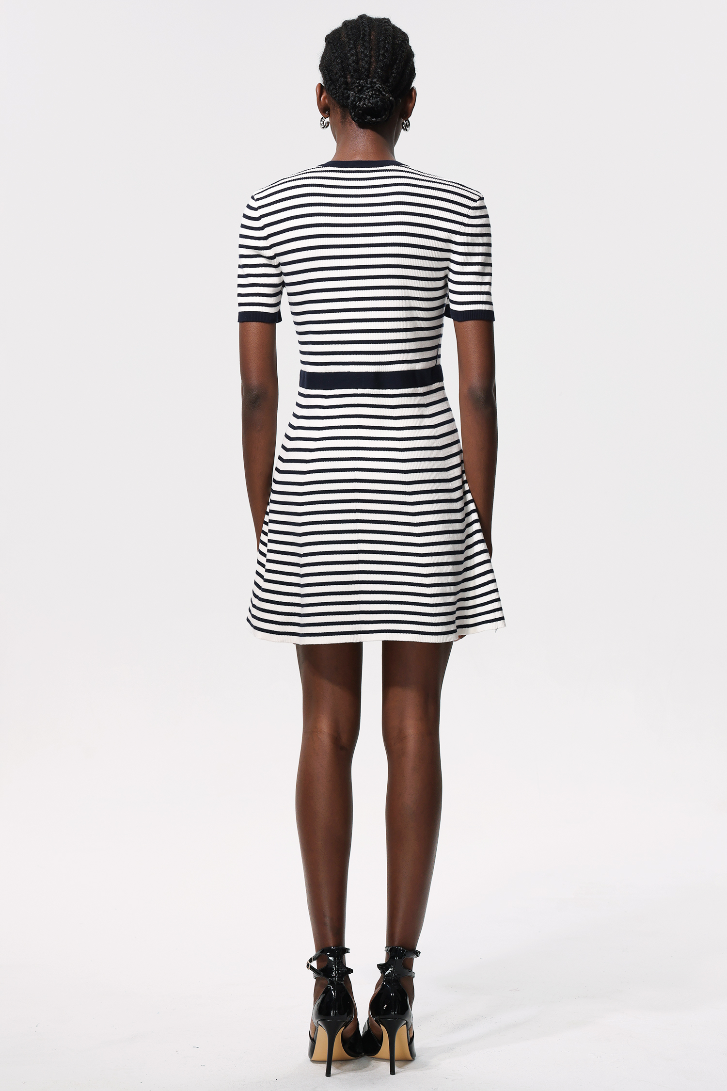 Nirina Striped Pattern Short Sleeves Mini Dress