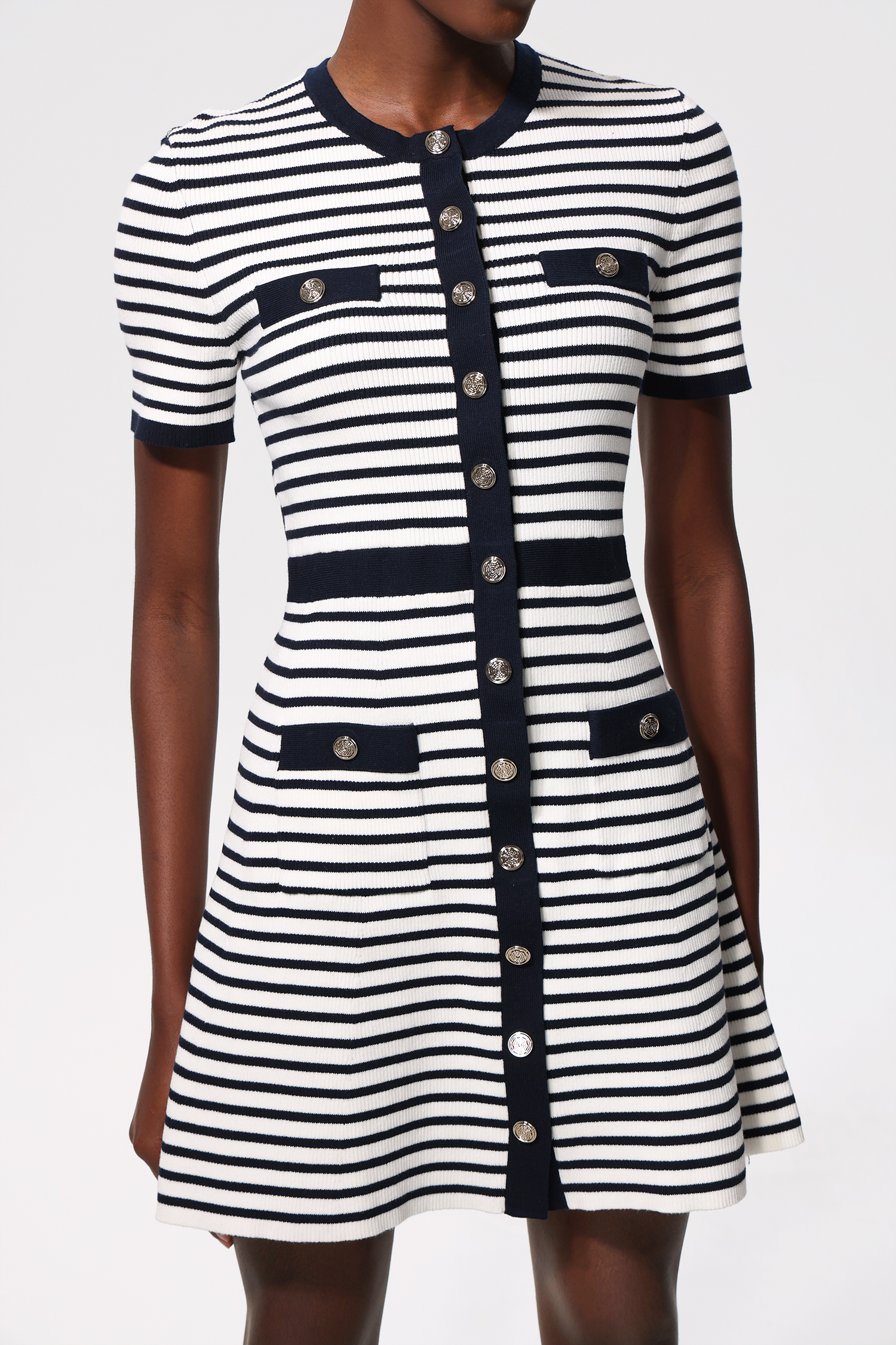 Nirina Striped Pattern Short Sleeves Mini Dress