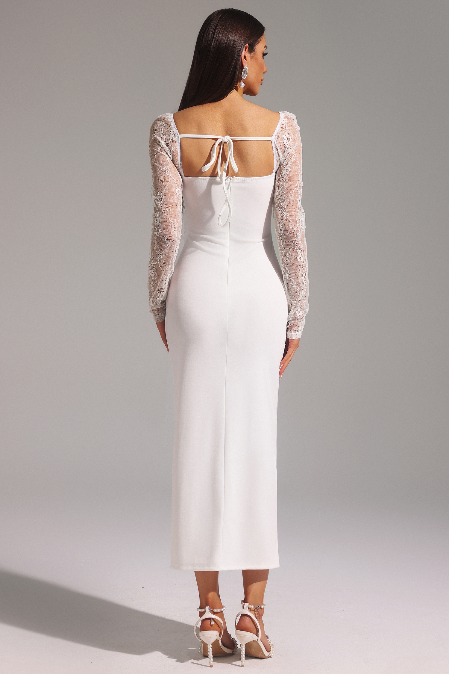Kaitlyn Long Sleeve Lace Bow Maxi Dress