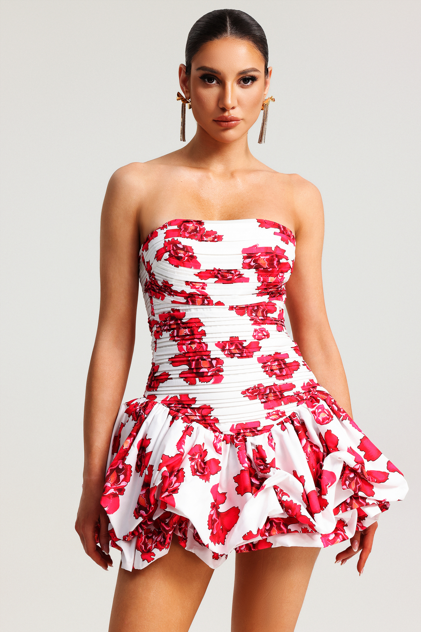Gala Sleeveless Printing Fold Mini Dress