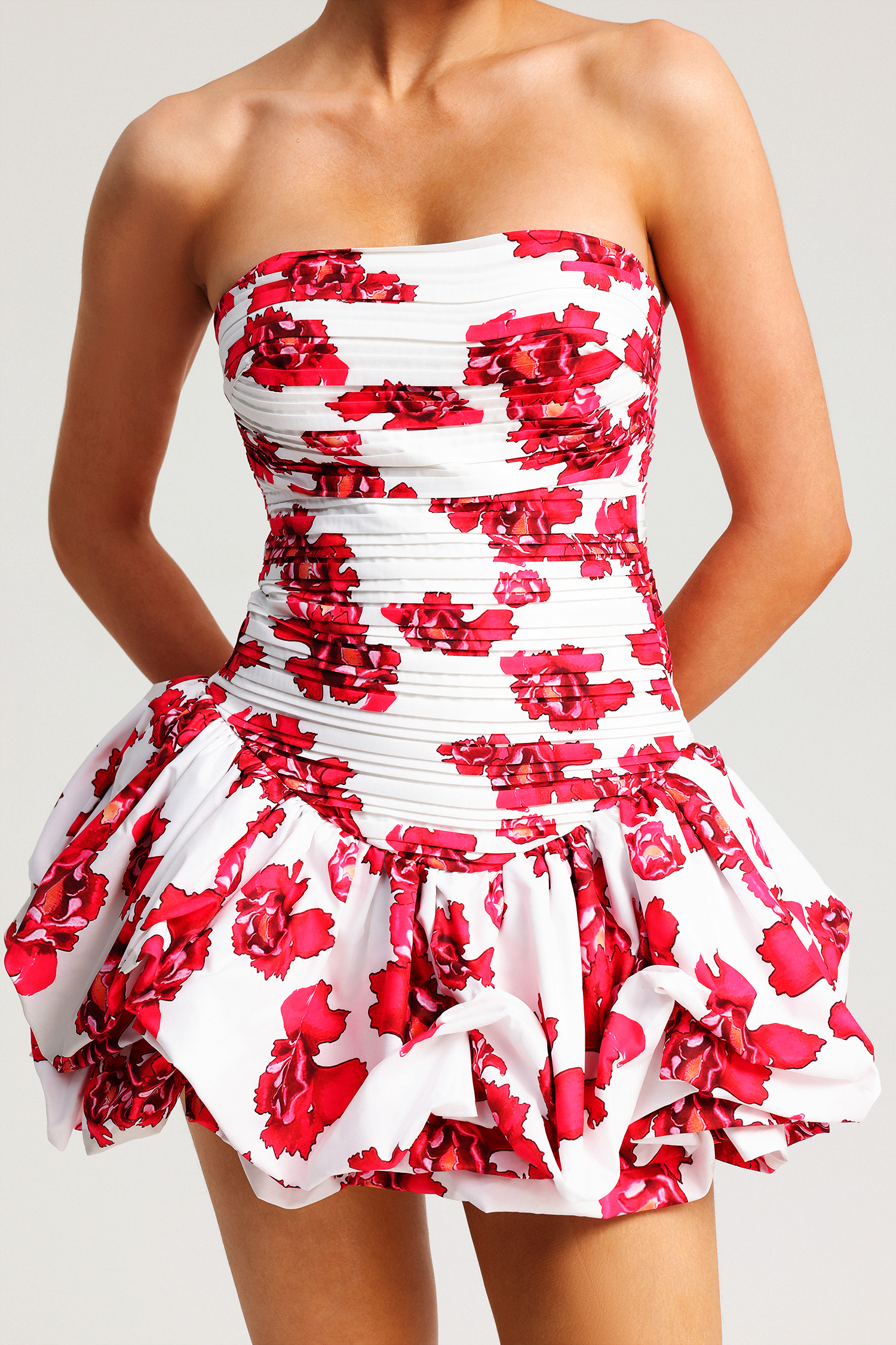 Gala Sleeveless Printing Fold Mini Dress