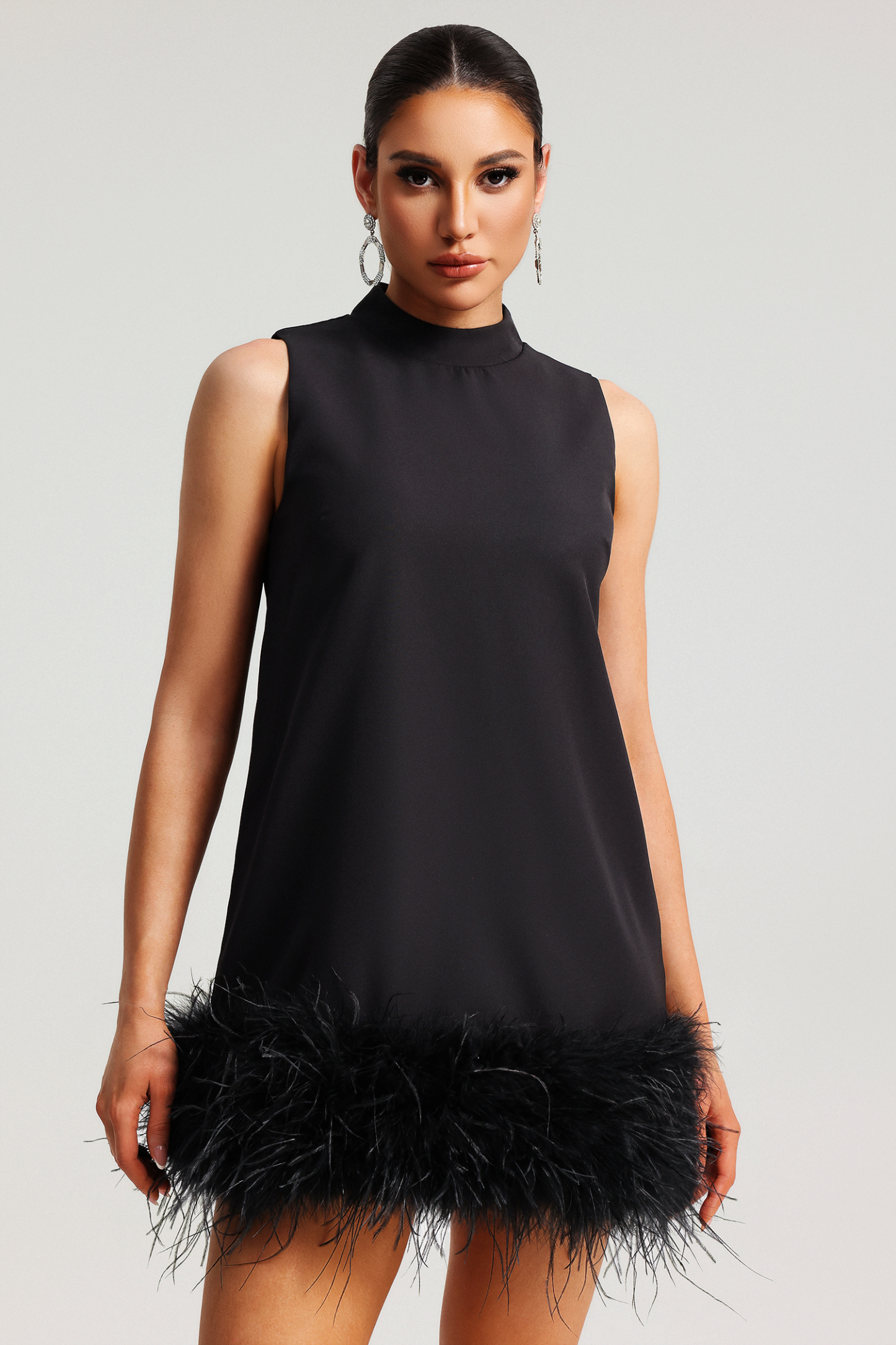 Felicity Sleeveless Feather Mini Dress