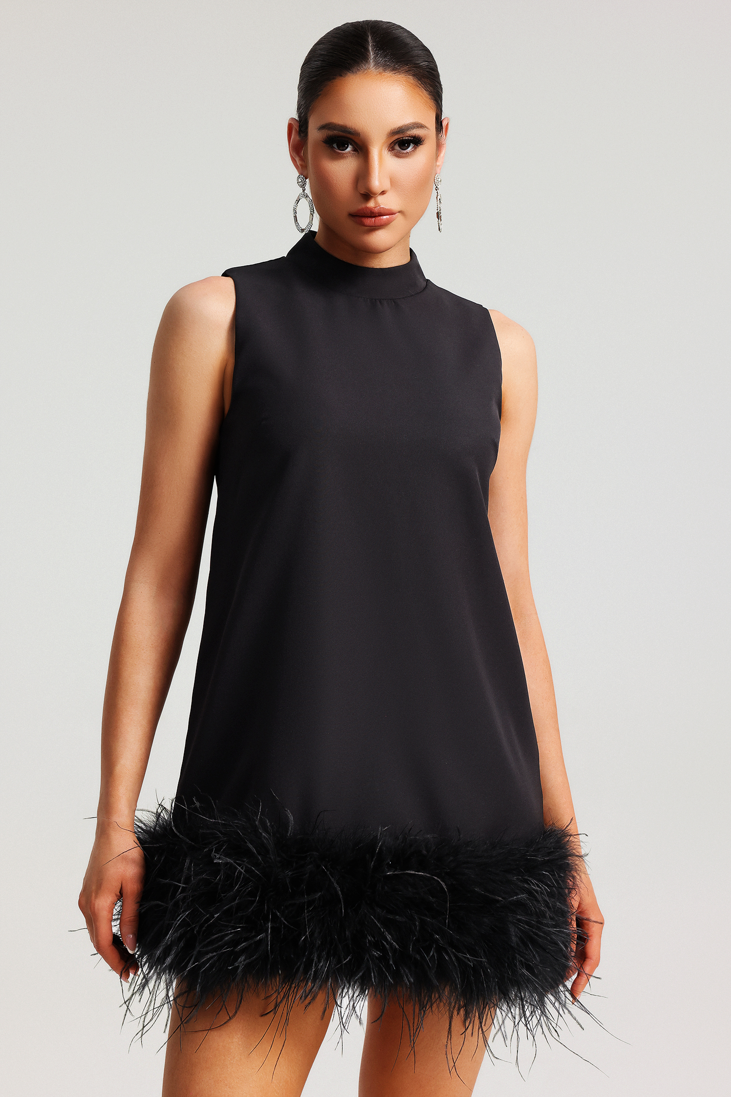 Felicity Sleeveless Feather Mini Dress