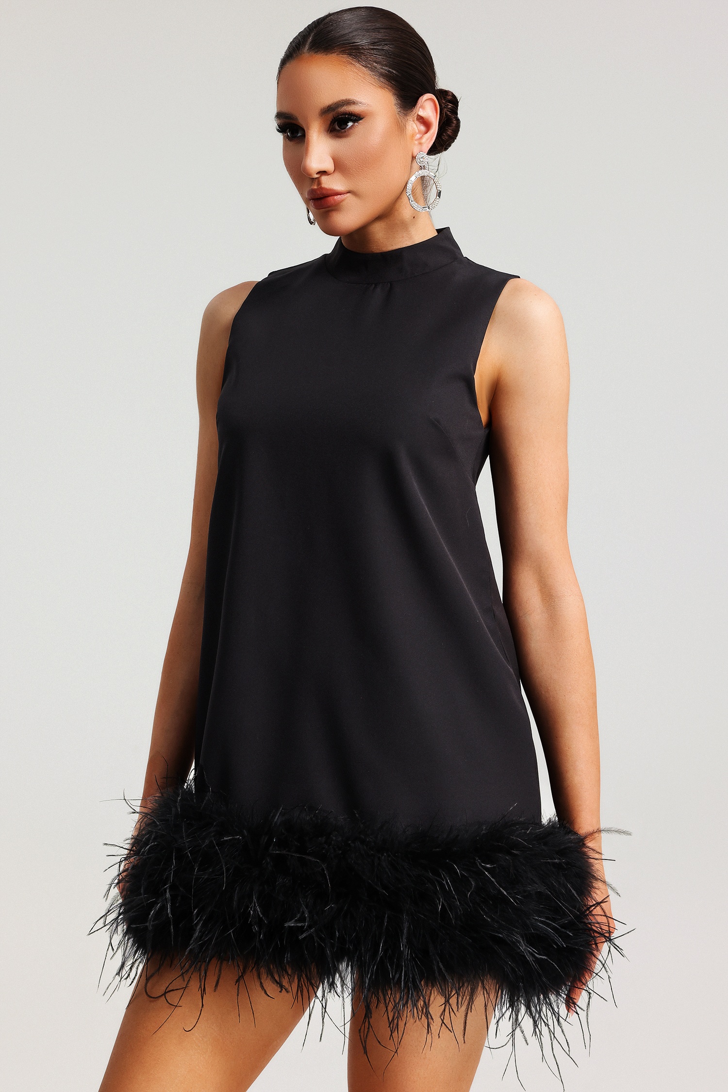 Felicity Sleeveless Feather Mini Dress