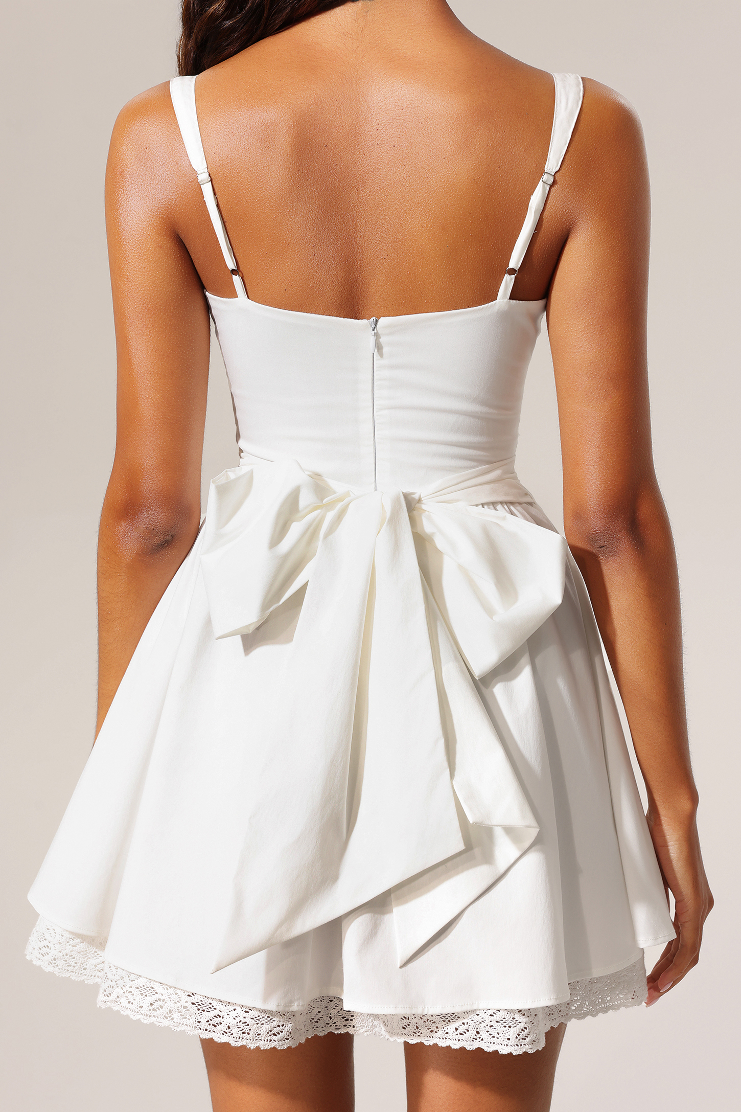 Elay Sleeveless Lace Fishbone Mini Dress
