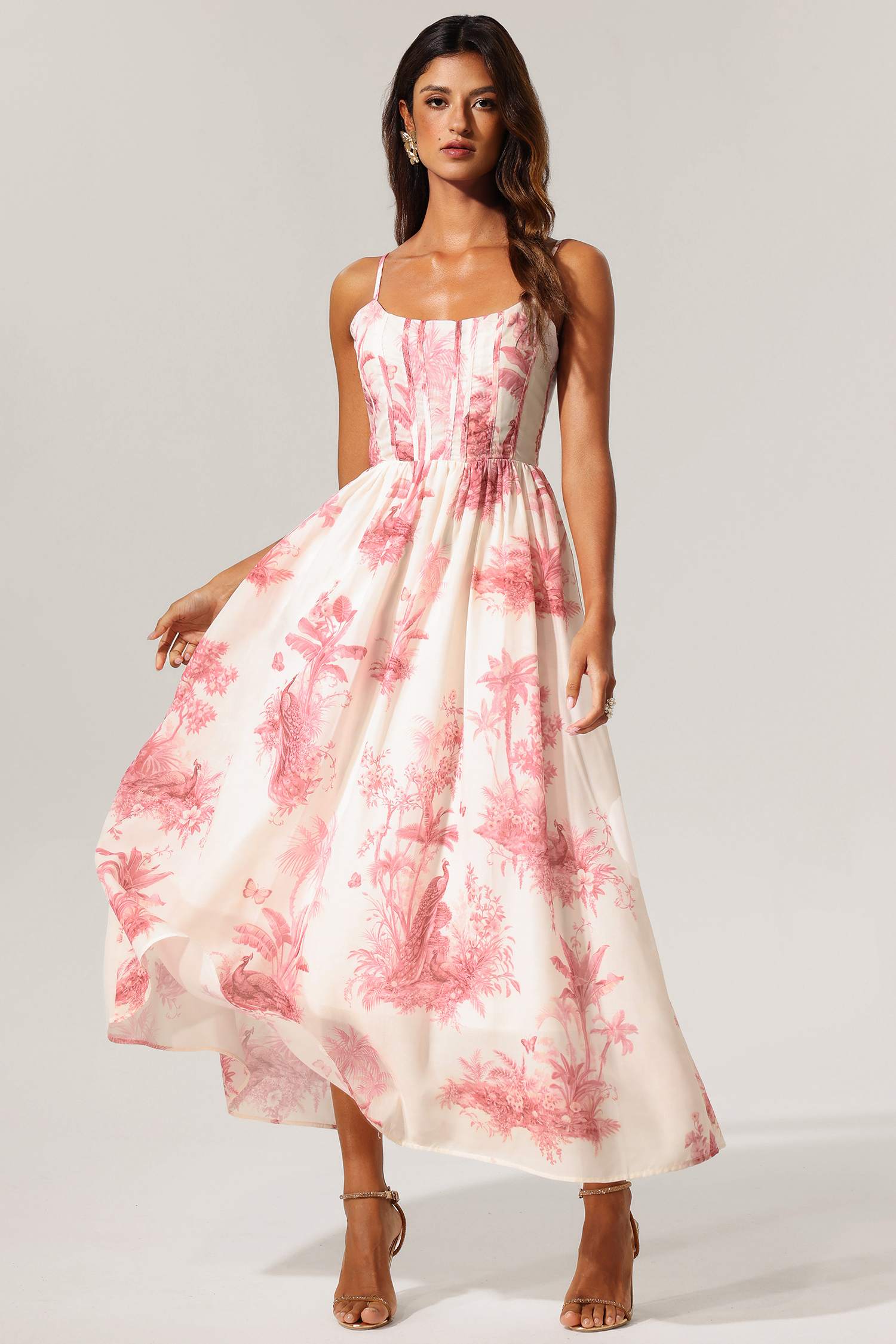 Lavender Floral Printed Sleeveless Maxi Dress