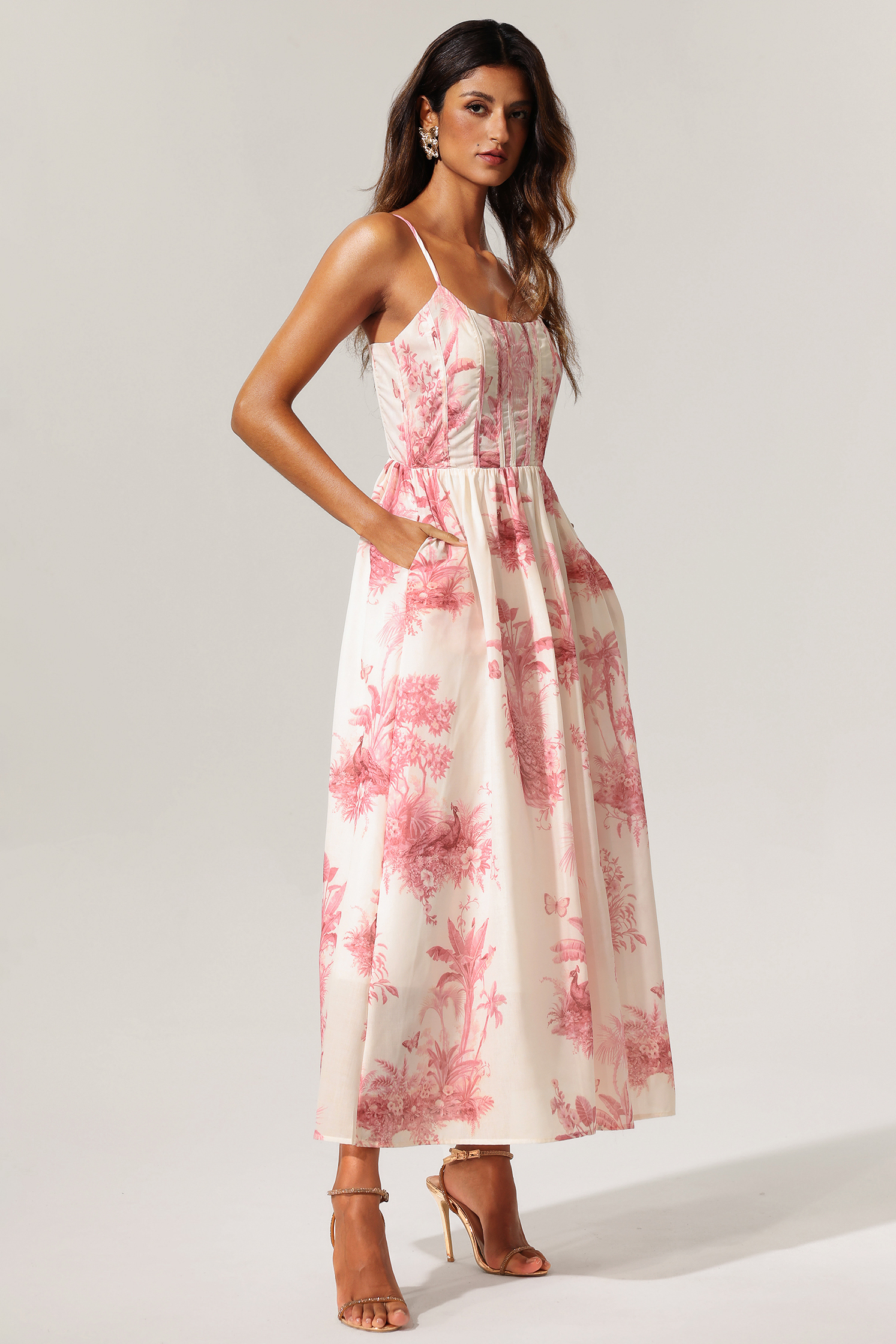Lavender Floral Printed Sleeveless Maxi Dress