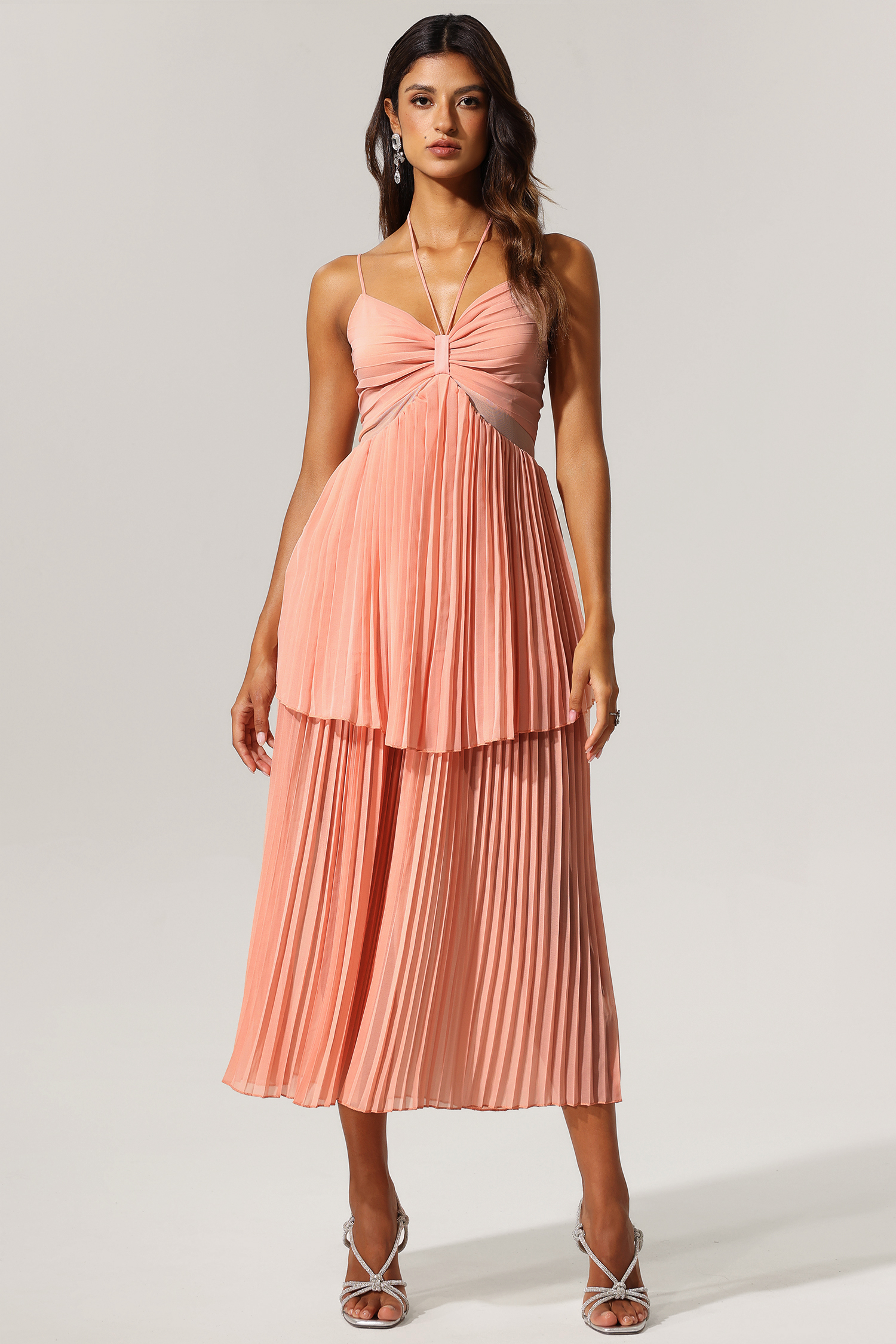 Teela Halter Folds Maxi Dress