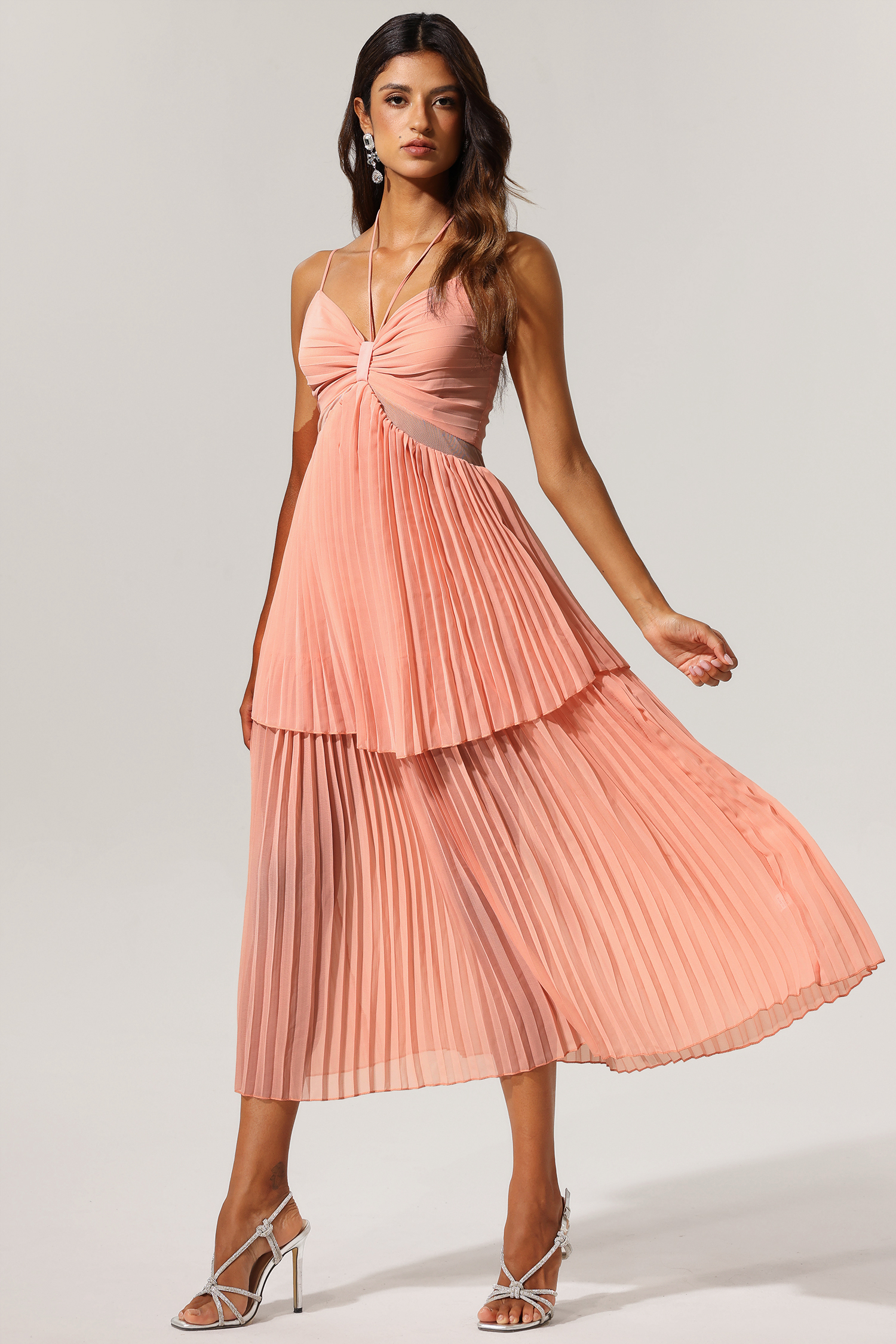 Teela Halter Folds Maxi Dress