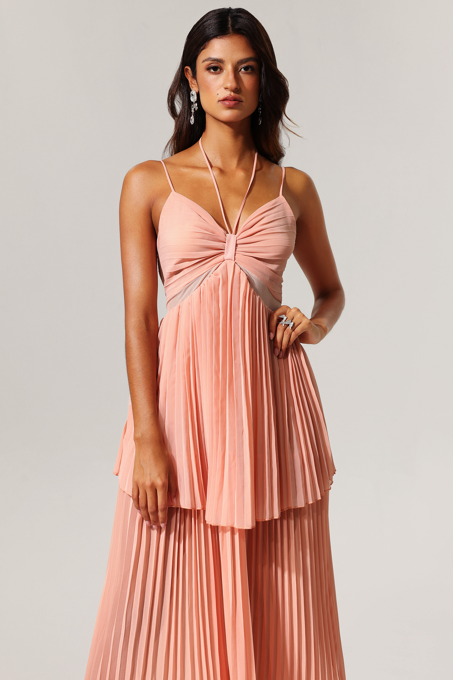 Teela Halter Folds Maxi Dress