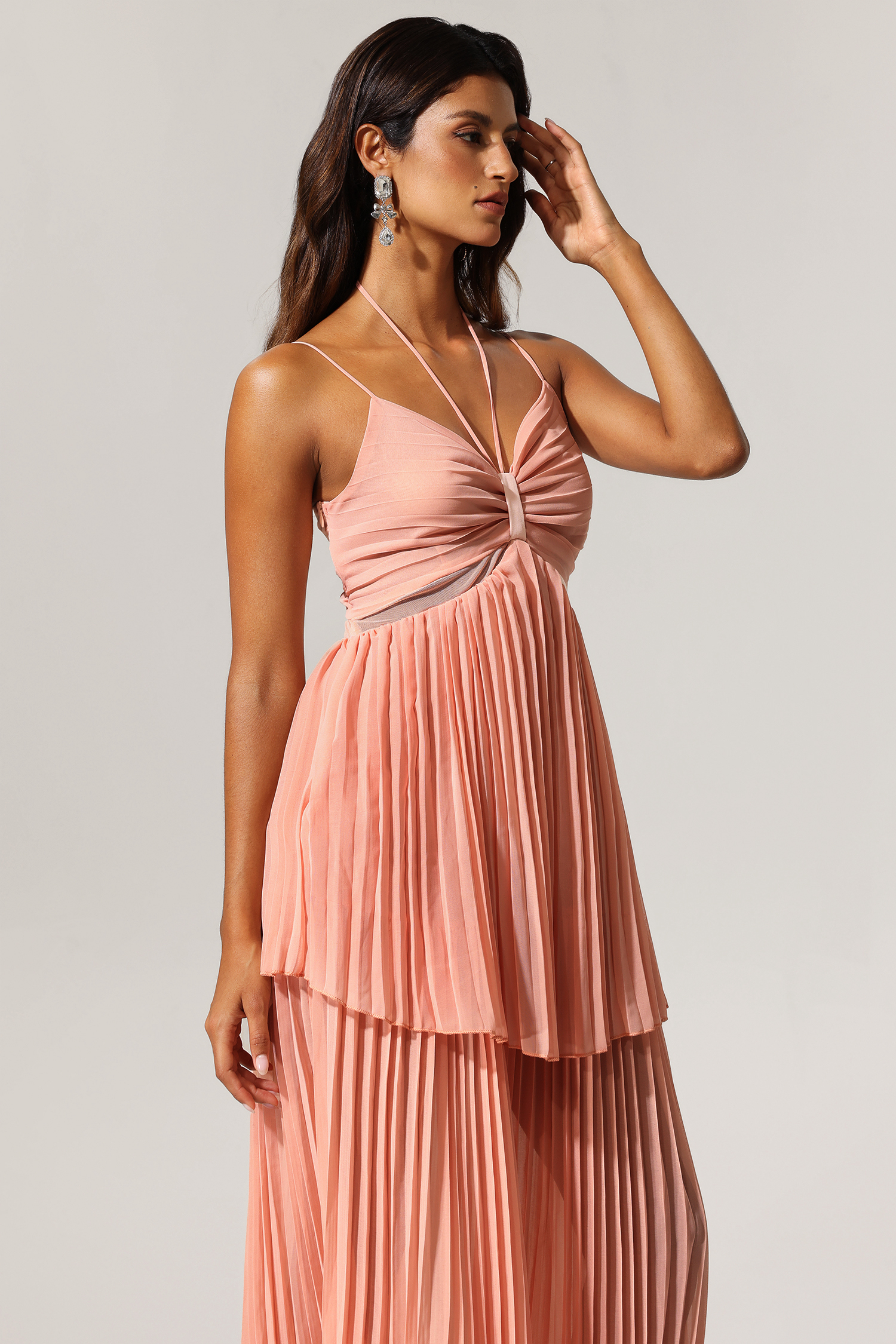 Teela Halter Folds Maxi Dress
