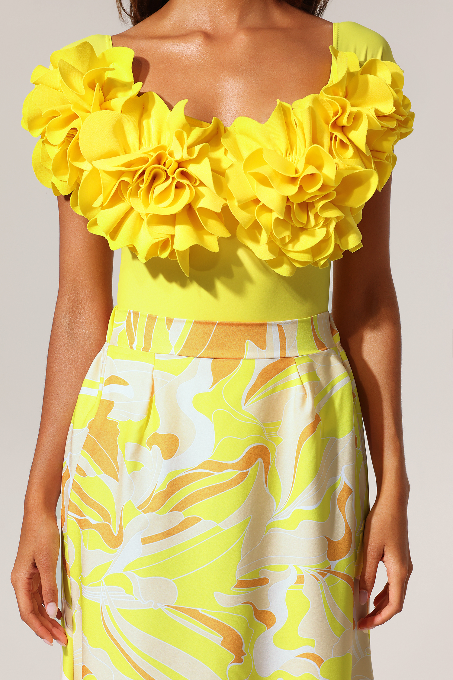 Veva Off-the-Shoulder Flowers Maxi Two-Piece Set