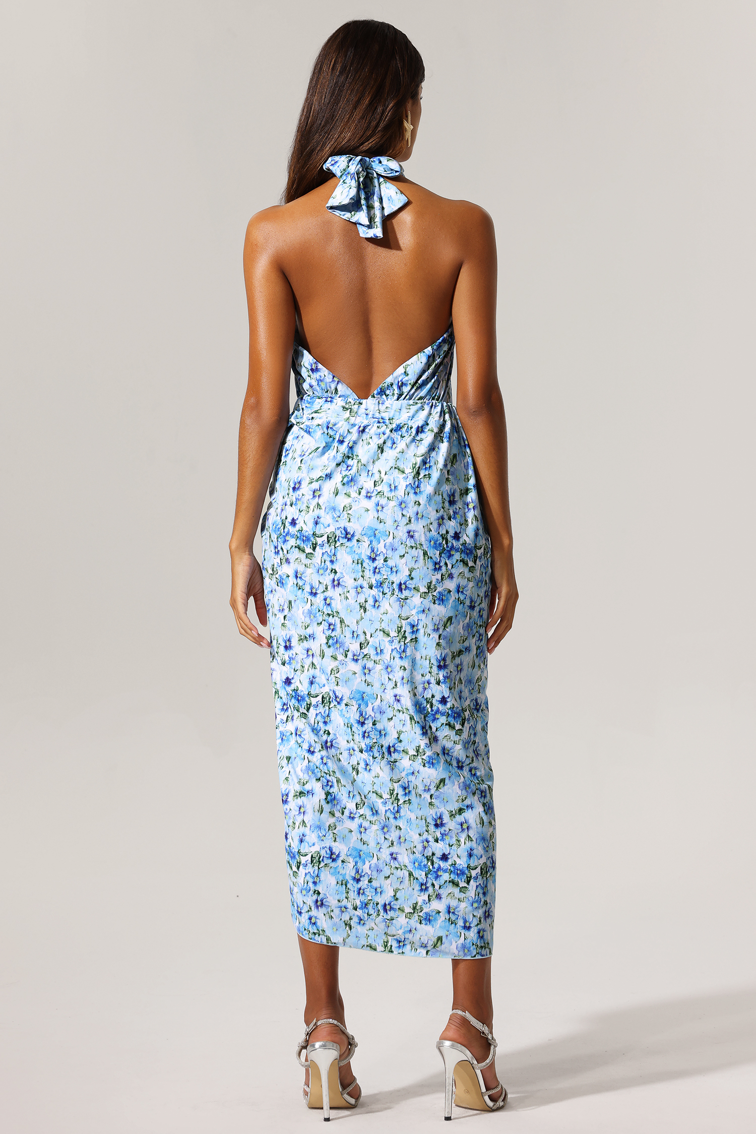 Tulip Floral Printed High Slit Swimwear And Skirt Two-Piece Set