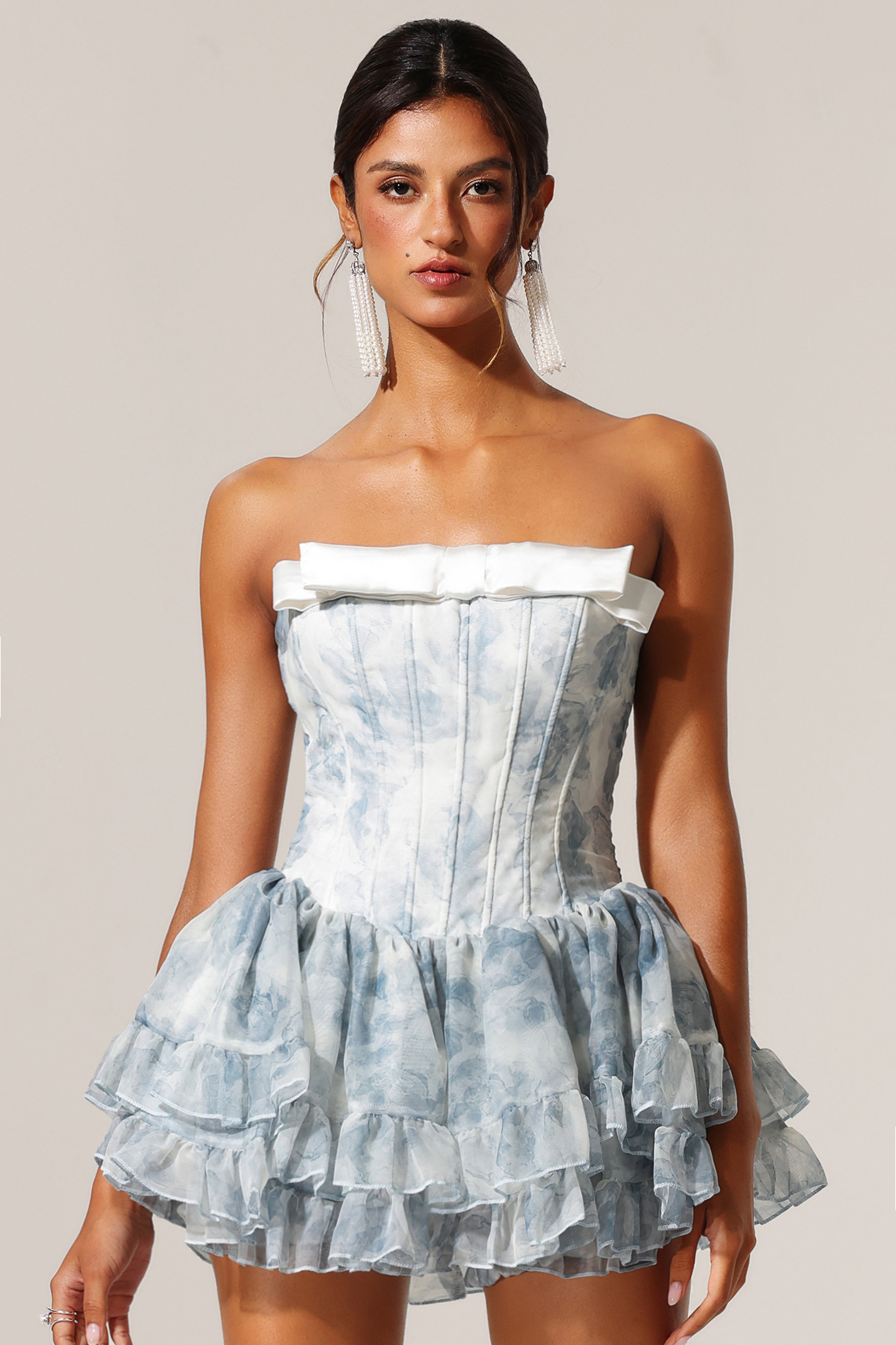 Dolo Bowknot Sleeveless Floral Printed Mini Dress