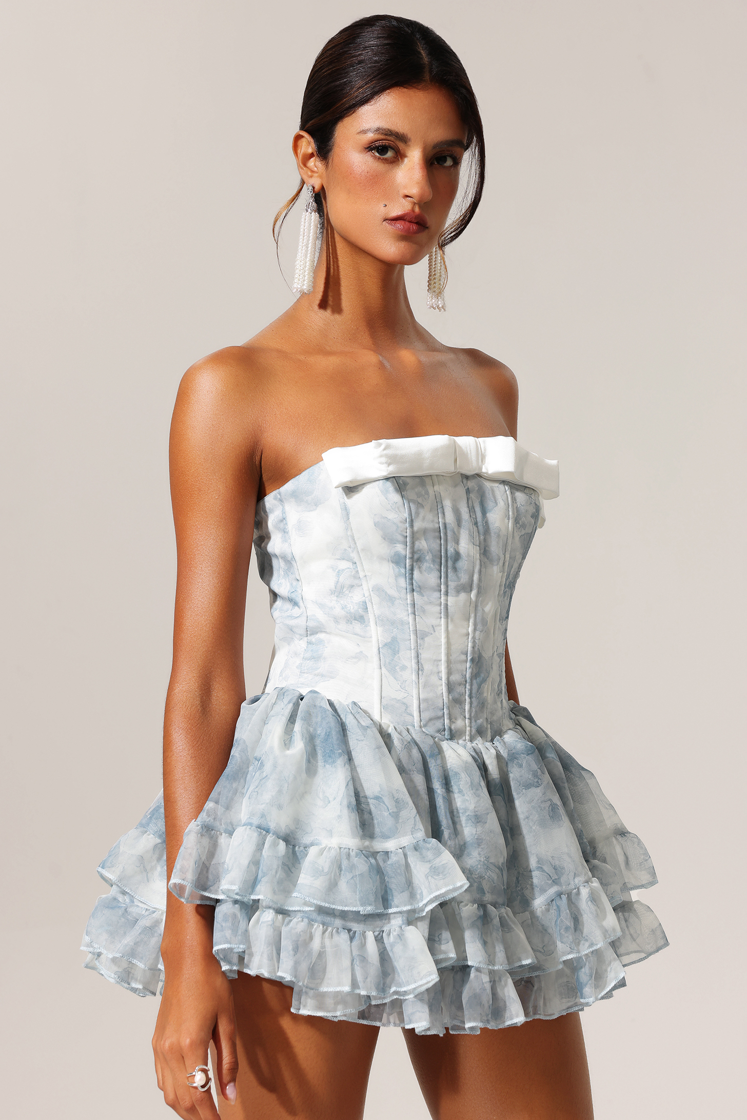 Dolo Bowknot Sleeveless Floral Printed Mini Dress